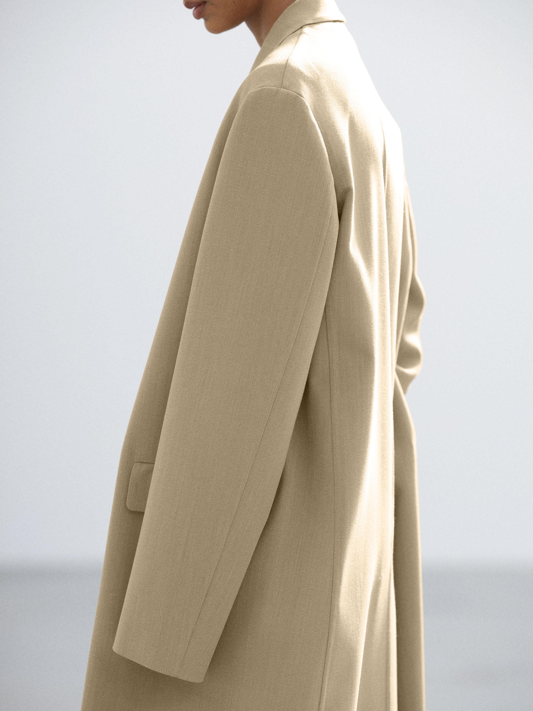 STRUCTURED WOOL GABARDINE HAND SEWN COAT 詳細画像 BROWN BEIGE 4