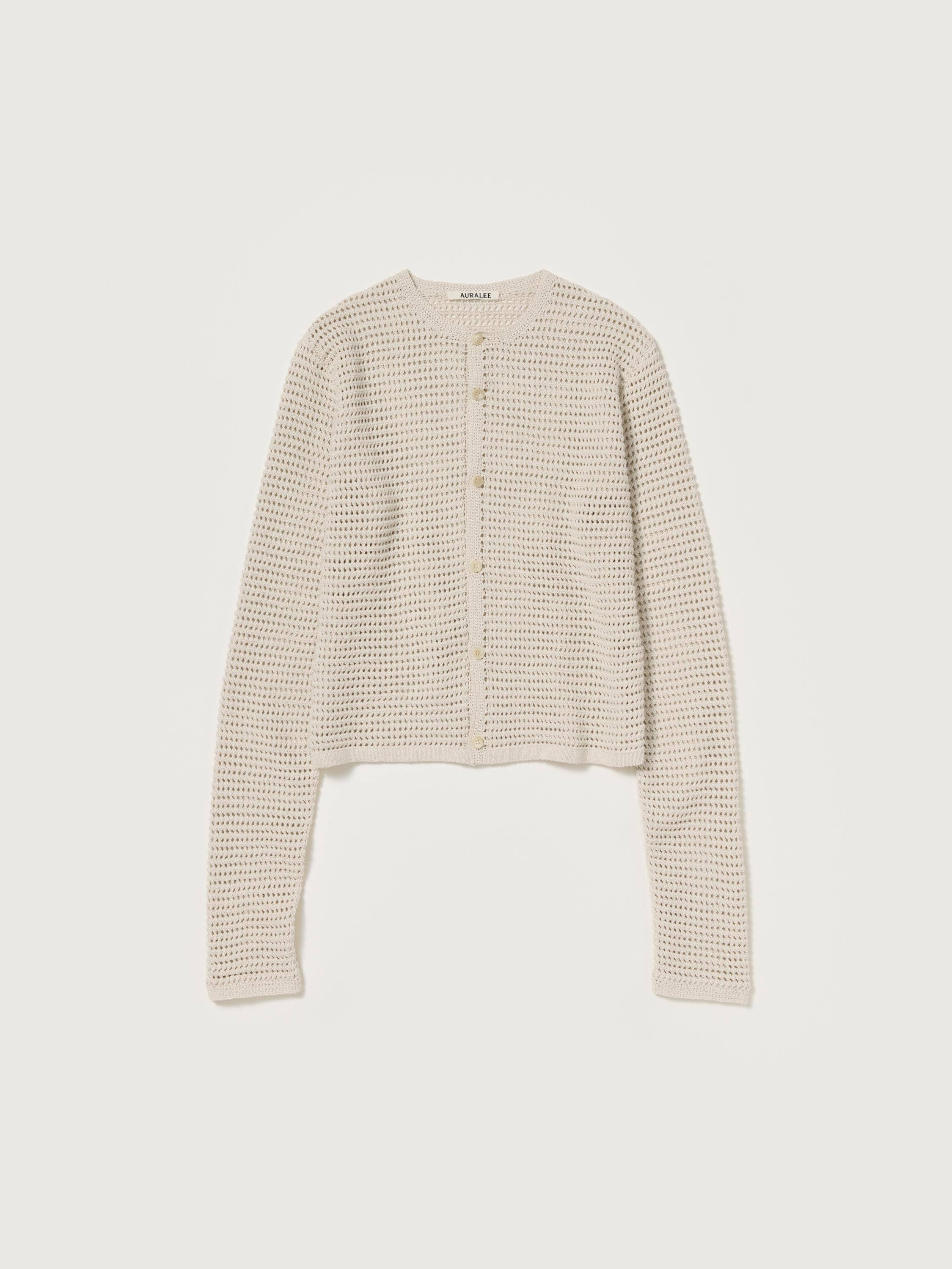 TUSSAH SILK COTTON MESH KNIT CARDIGAN 詳細画像 IVORY 3