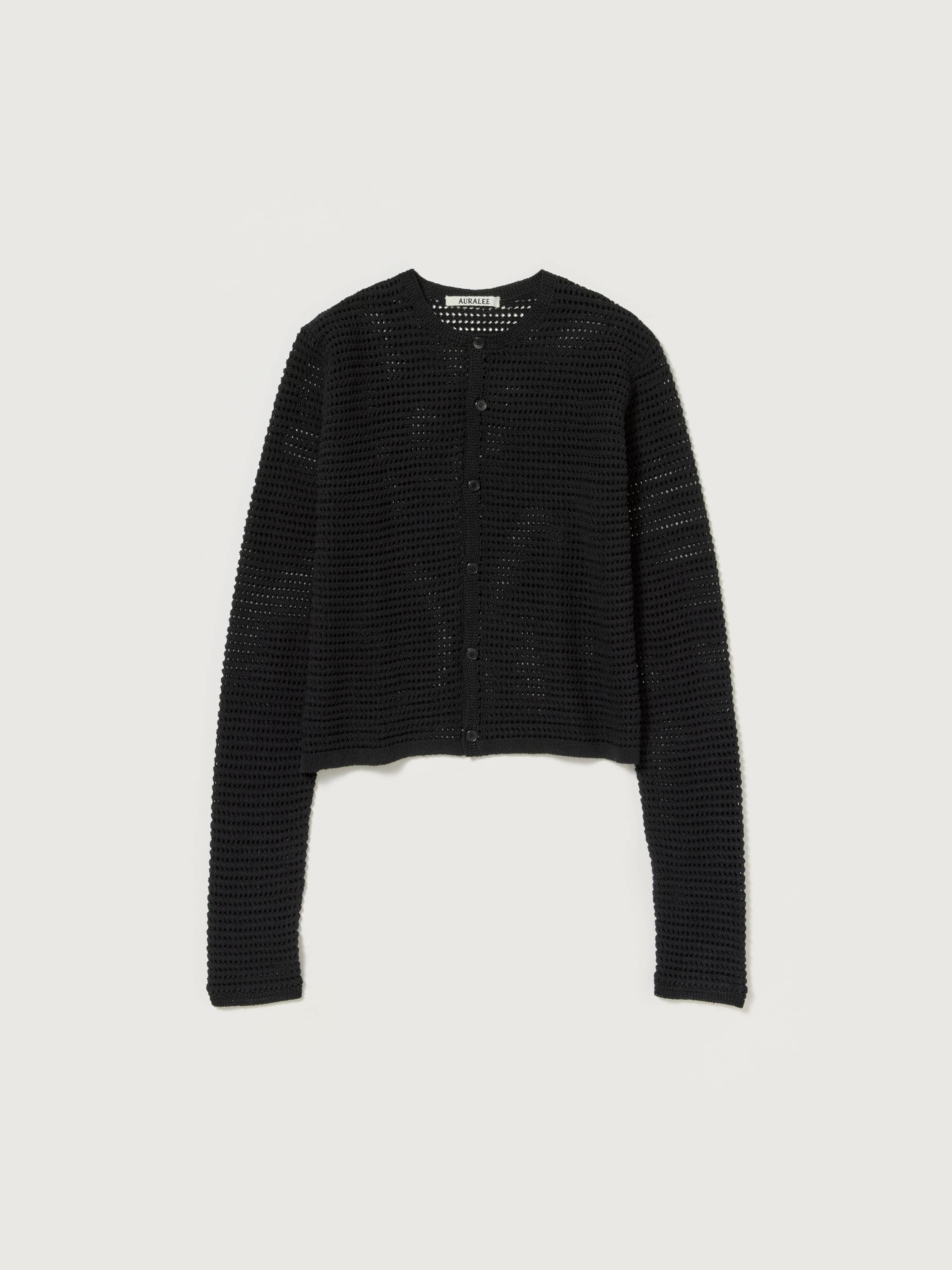 TUSSAH SILK COTTON MESH KNIT CARDIGAN 詳細画像 BLACK 1