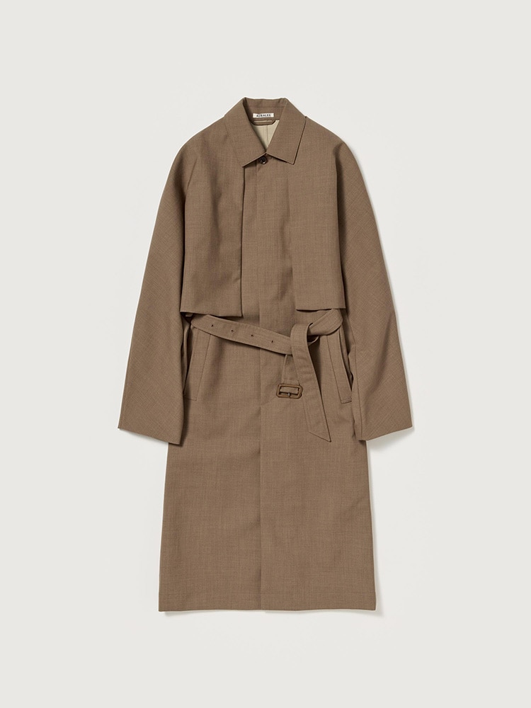 BONDED TROPICAL WOOL LAYERED SOUTIEN COLLAR COAT