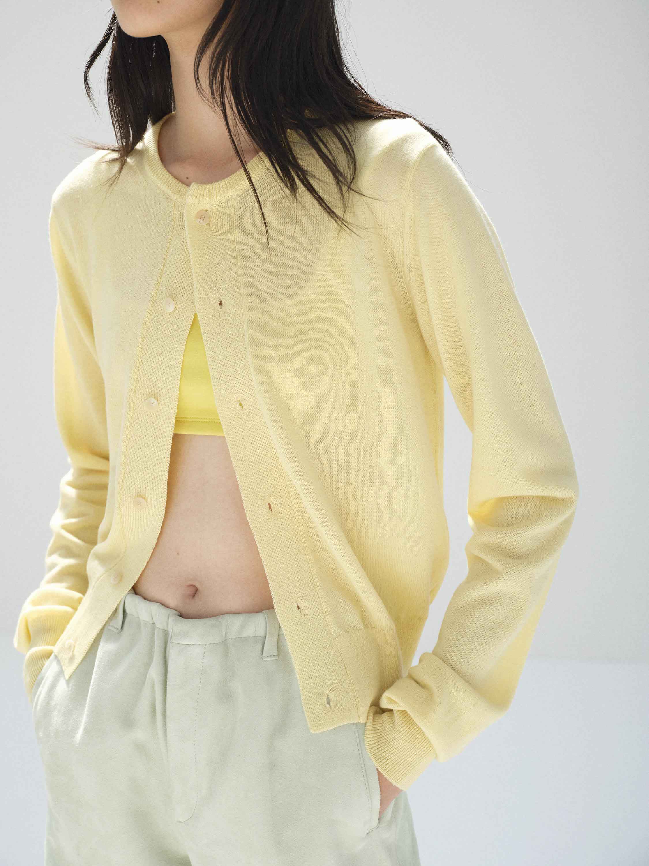 CASHMERE HARD TWIST KNIT CARDIGAN 詳細画像 LIGHT YELLOW 2