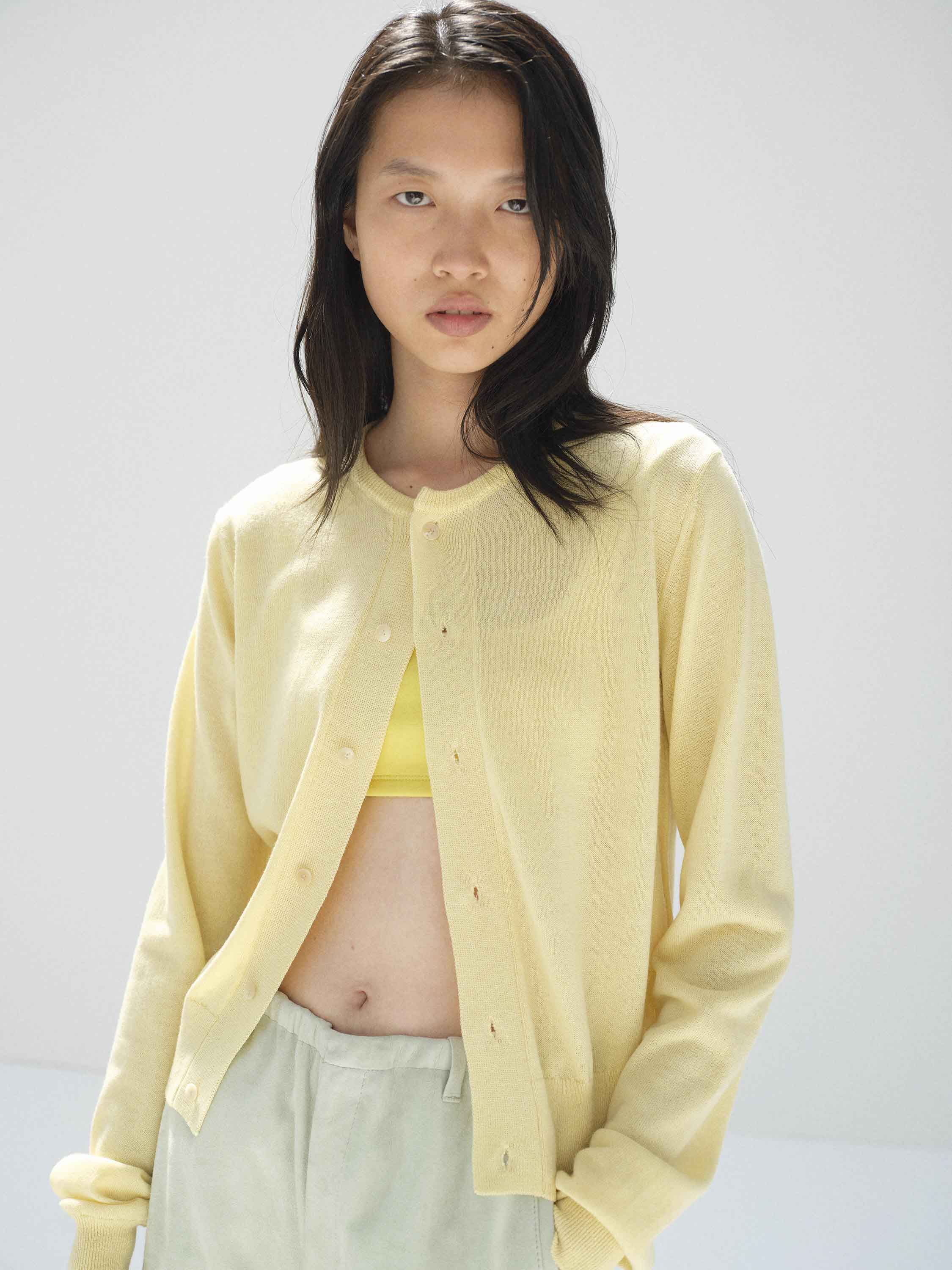 CASHMERE HARD TWIST KNIT CARDIGAN 詳細画像 LIGHT YELLOW 3