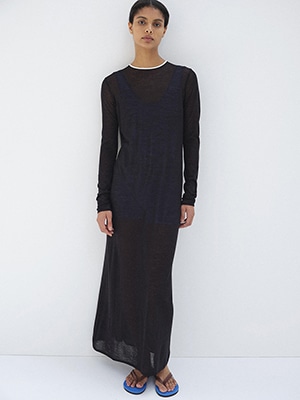 HARD TWIST HIGH GAUGE WOOL SILK KNIT DRESS