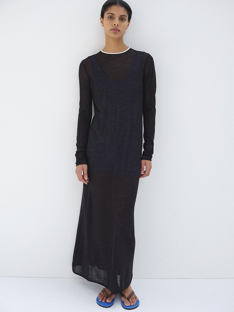 HARD TWIST HIGH GAUGE WOOL SILK KNIT DRESS