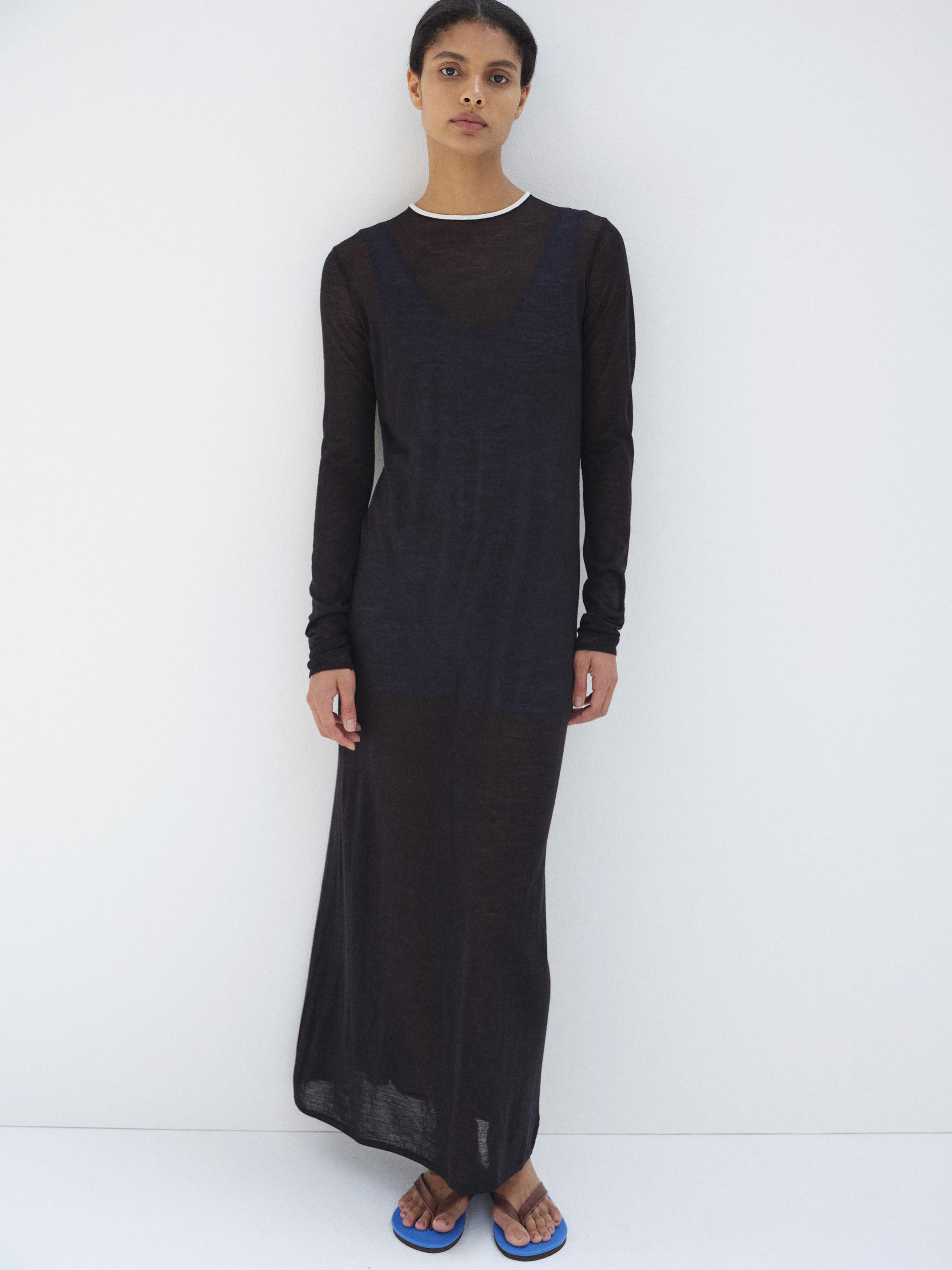 HARD TWIST HIGH GAUGE WOOL SILK KNIT DRESS