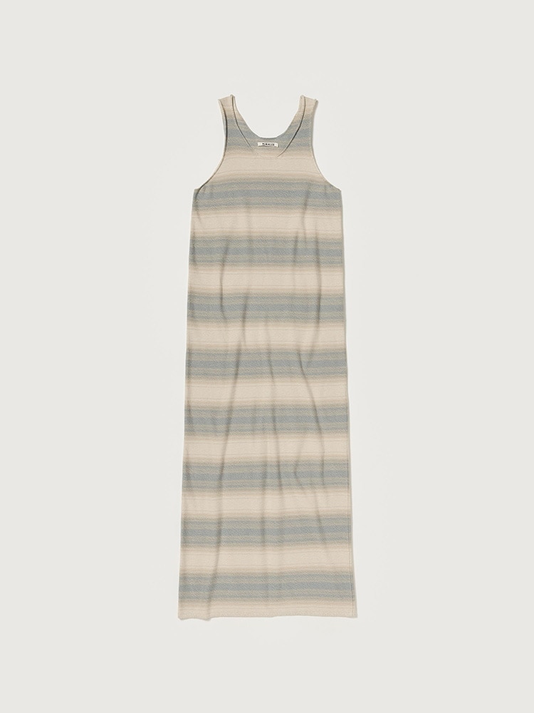 COTTON SILK GRADIENT STRIPE KNIT DRESS