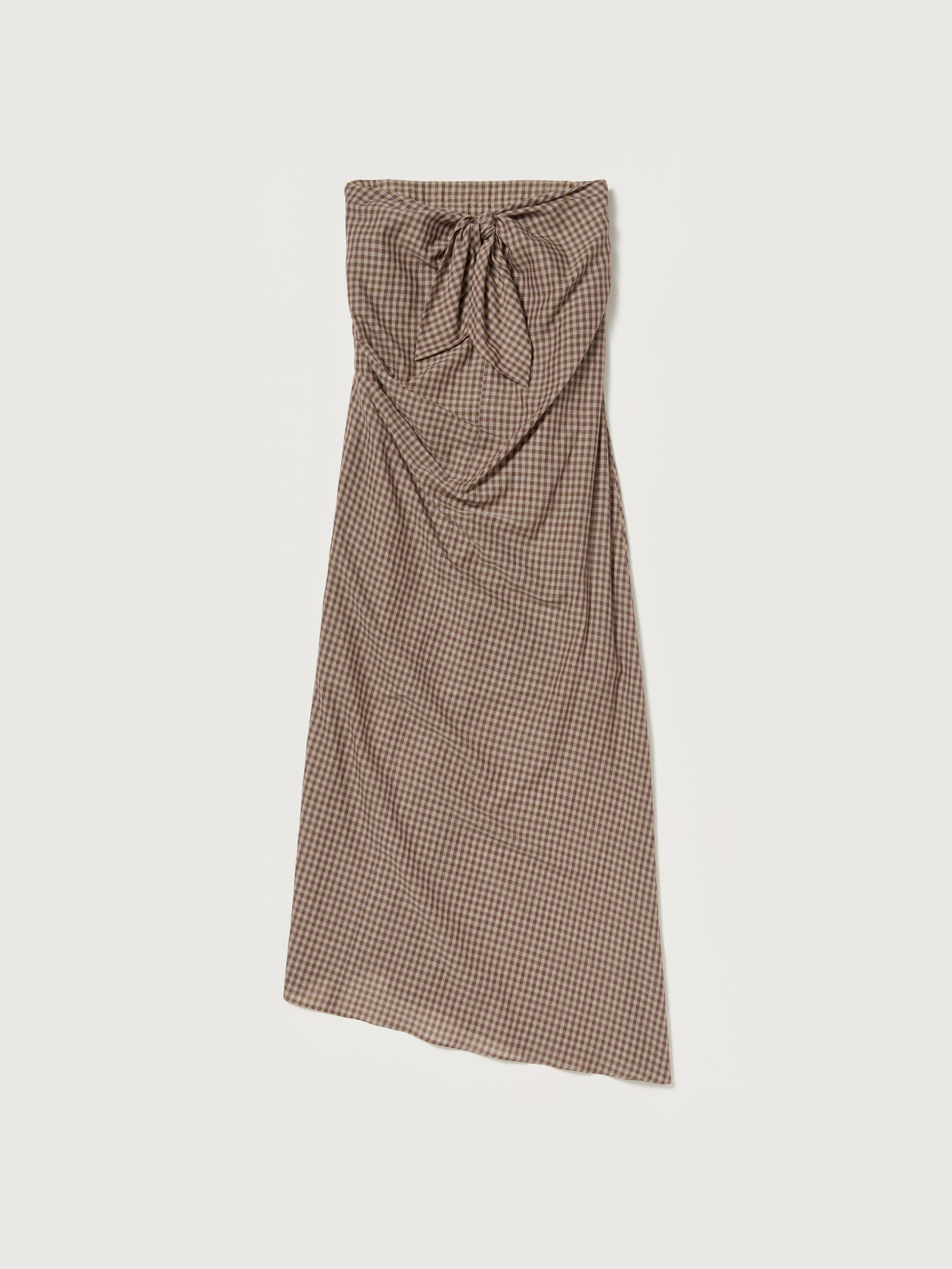 AIRY LIGHT COTTON CHECK STRAPLESS DRESS 詳細画像 BROWN GINGHAM CHECK 1