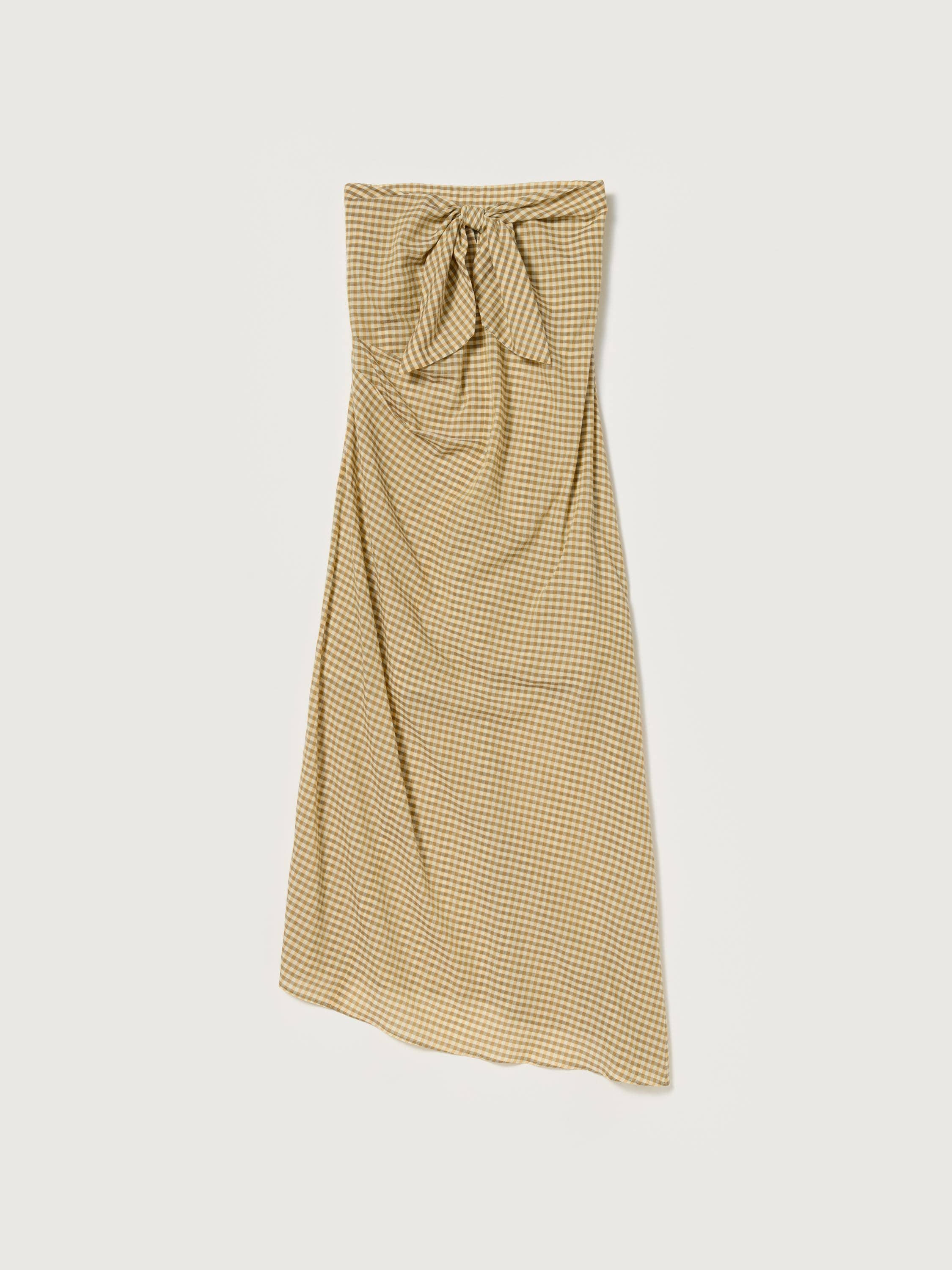 AIRY LIGHT COTTON CHECK STRAPLESS DRESS 詳細画像 MUSTARD GINGHAM CHECK 5