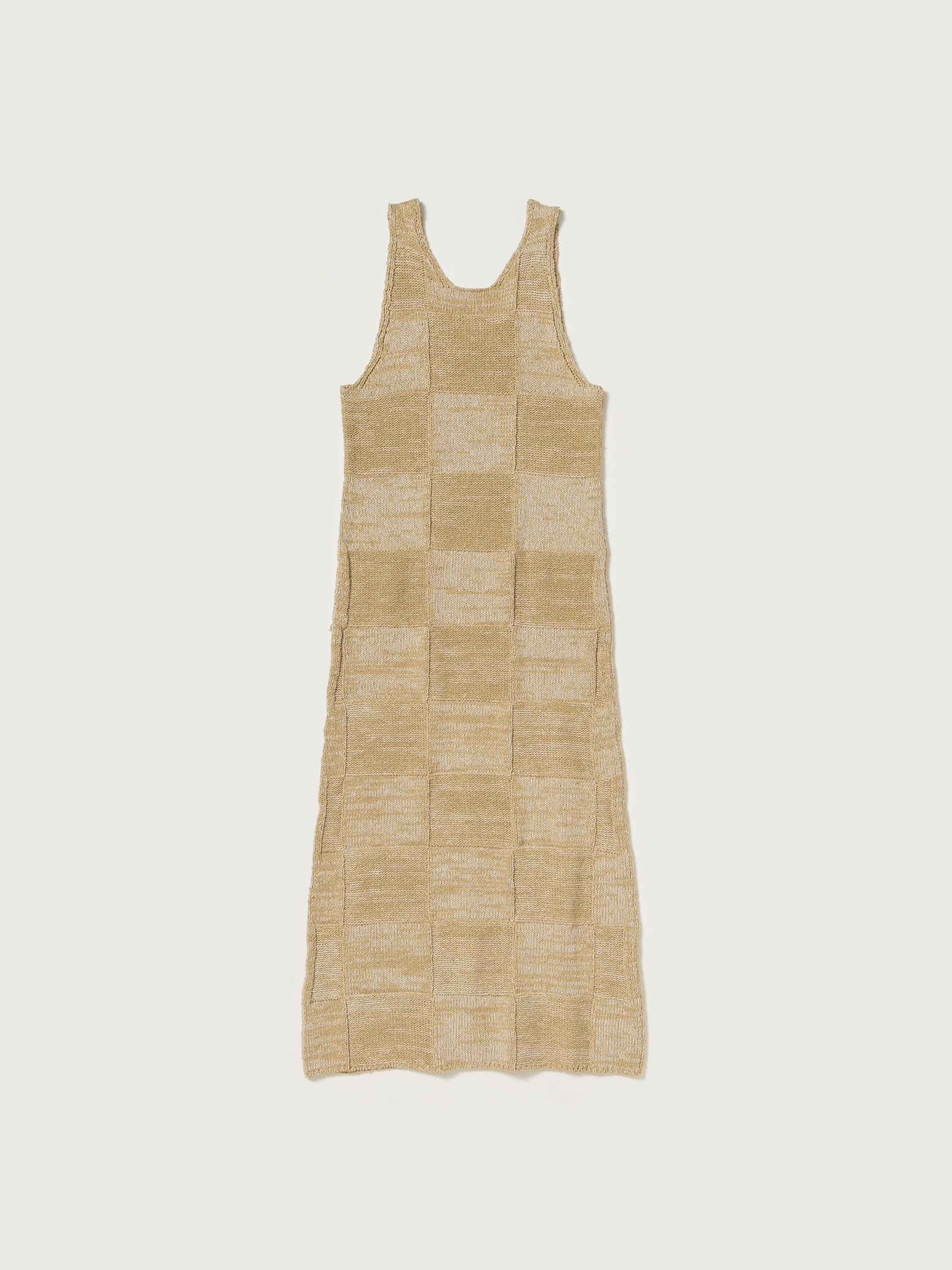 STRUCTURED COTTON LINEN PANEL KNIT DRESS 詳細画像 BROWN &times; BEIGE 5