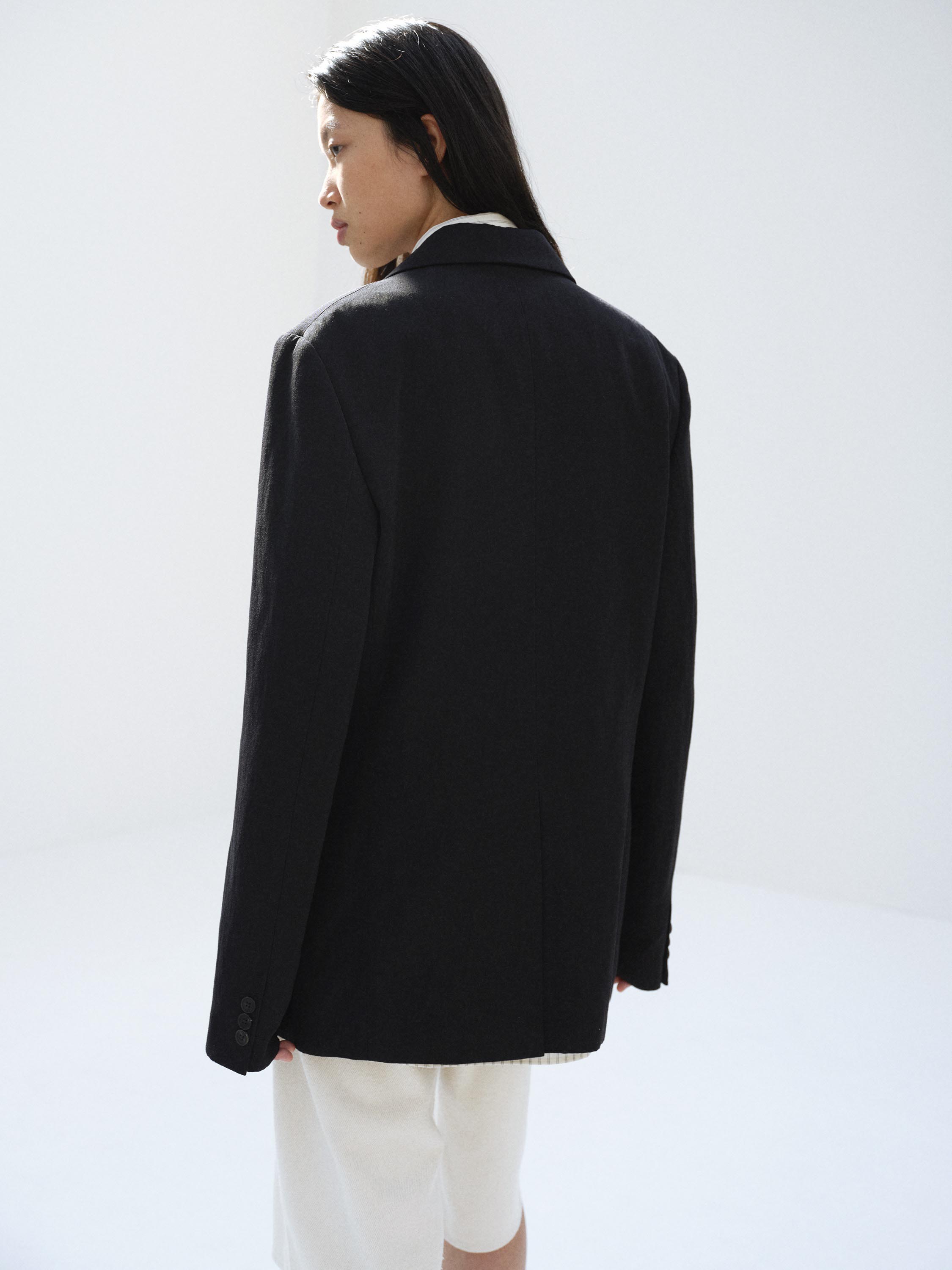 HIGH-TWIST WOOL LINEN TWILL JACKET 詳細画像 BLACK 4