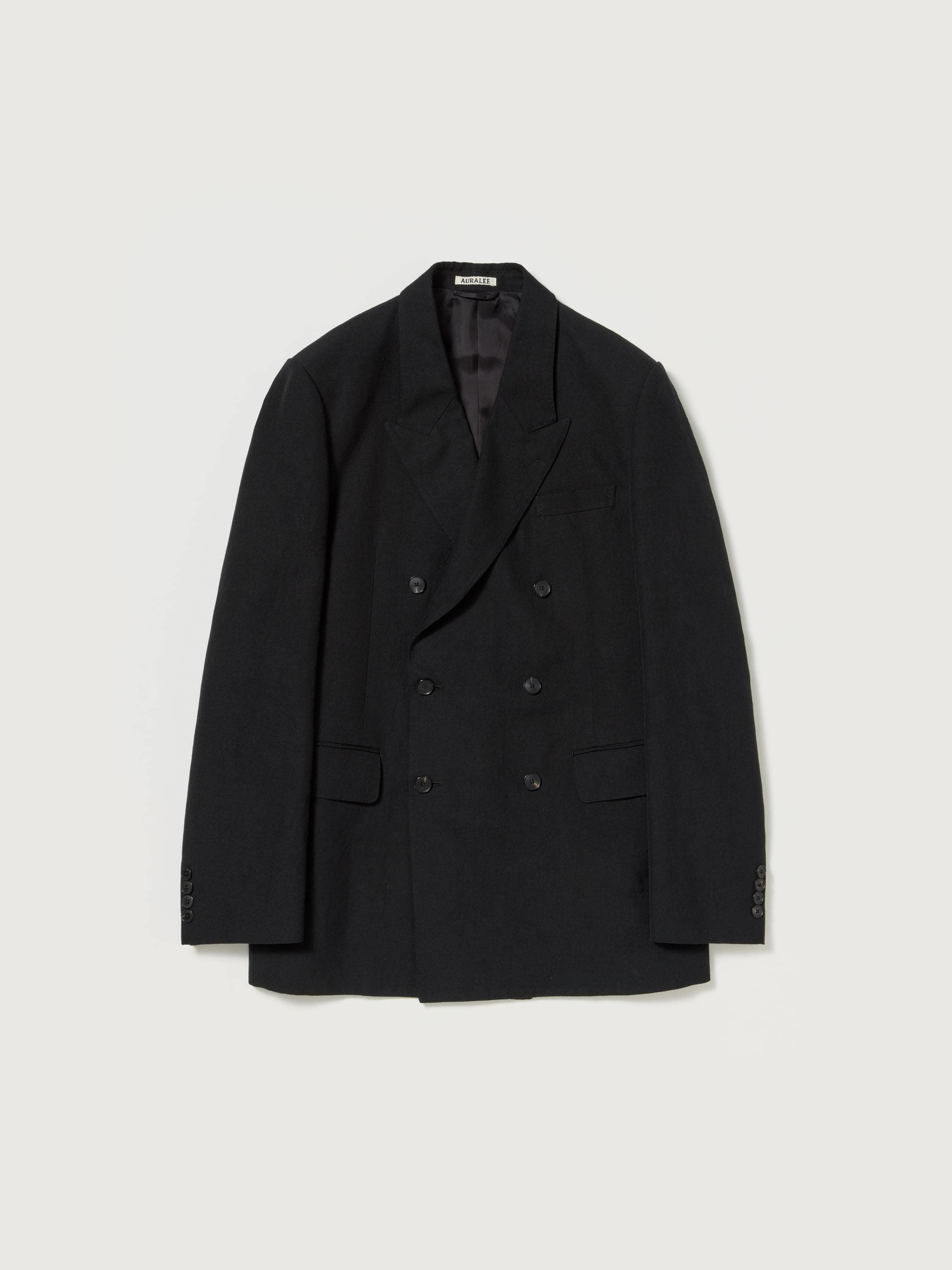 WOOL COTTON LINEN OX DOUBLE-BREASTED JACKET 詳細画像 BLACK 5