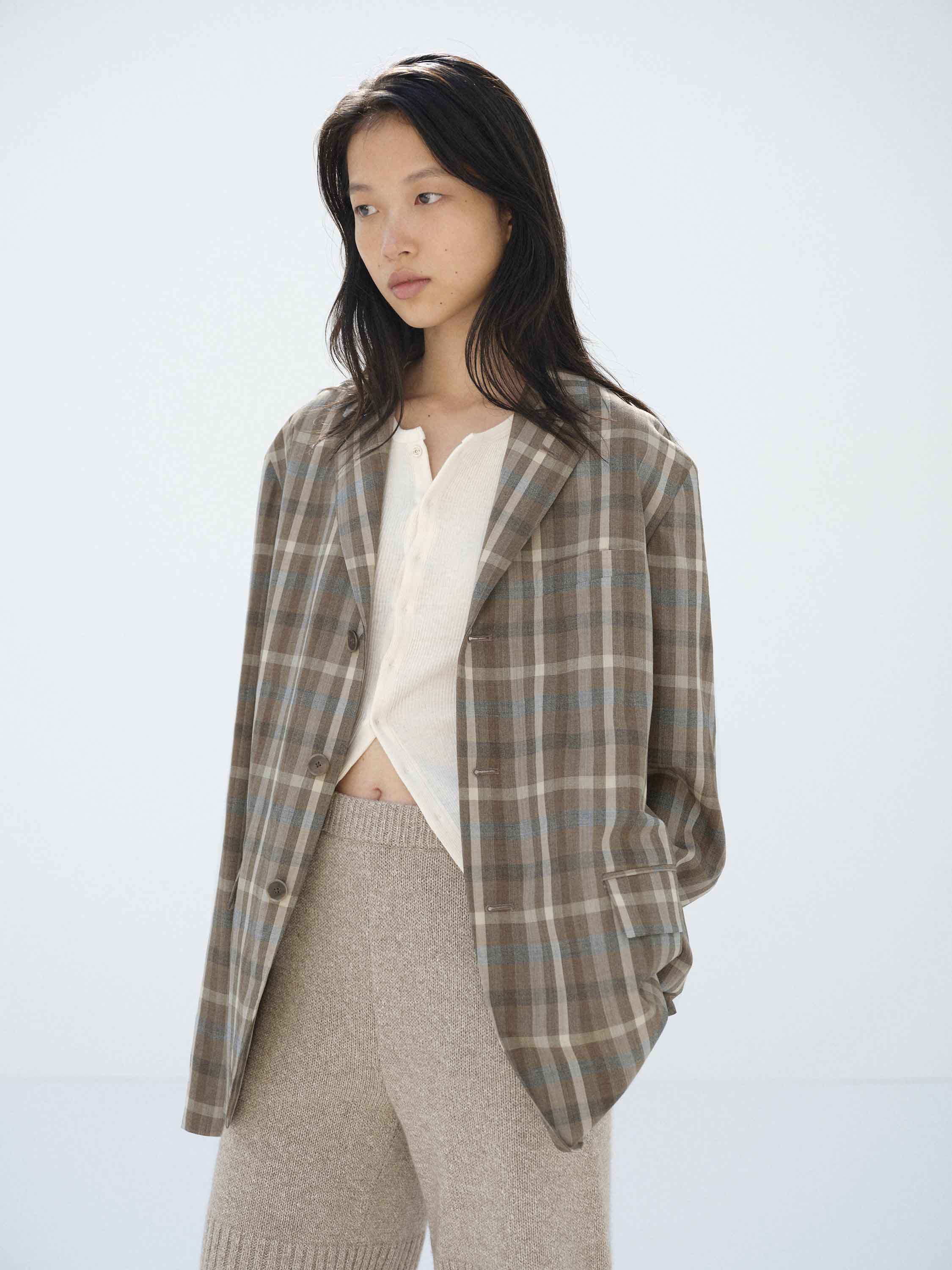 SUPER FINE TROPICAL WOOL CHECK JACKET 詳細画像 TOP BROWN CHECK 3