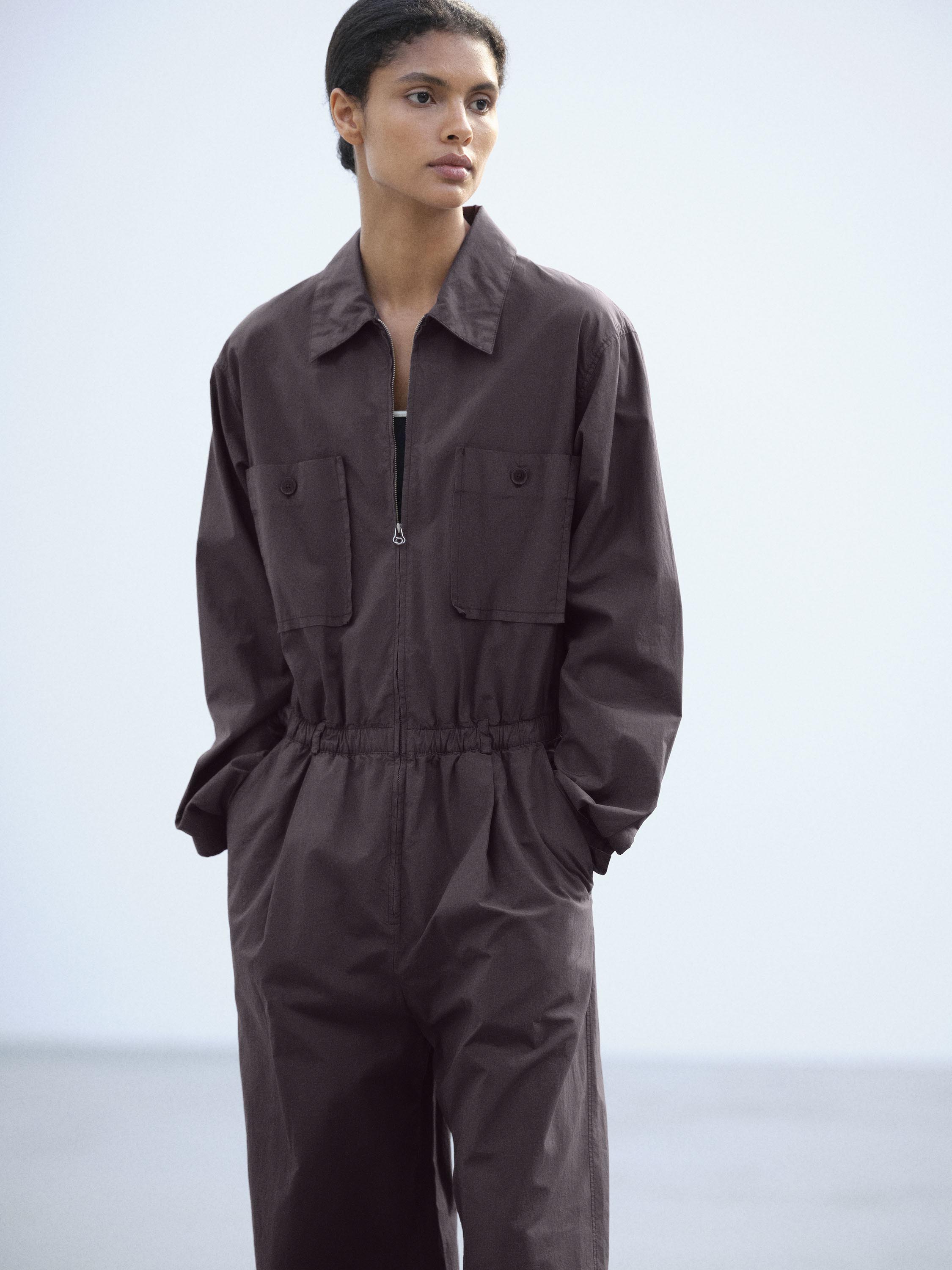 GARMENT-DYED FINX SHUTTLE WEATHER JUMPSUIT 詳細画像 DARK BROWN 4