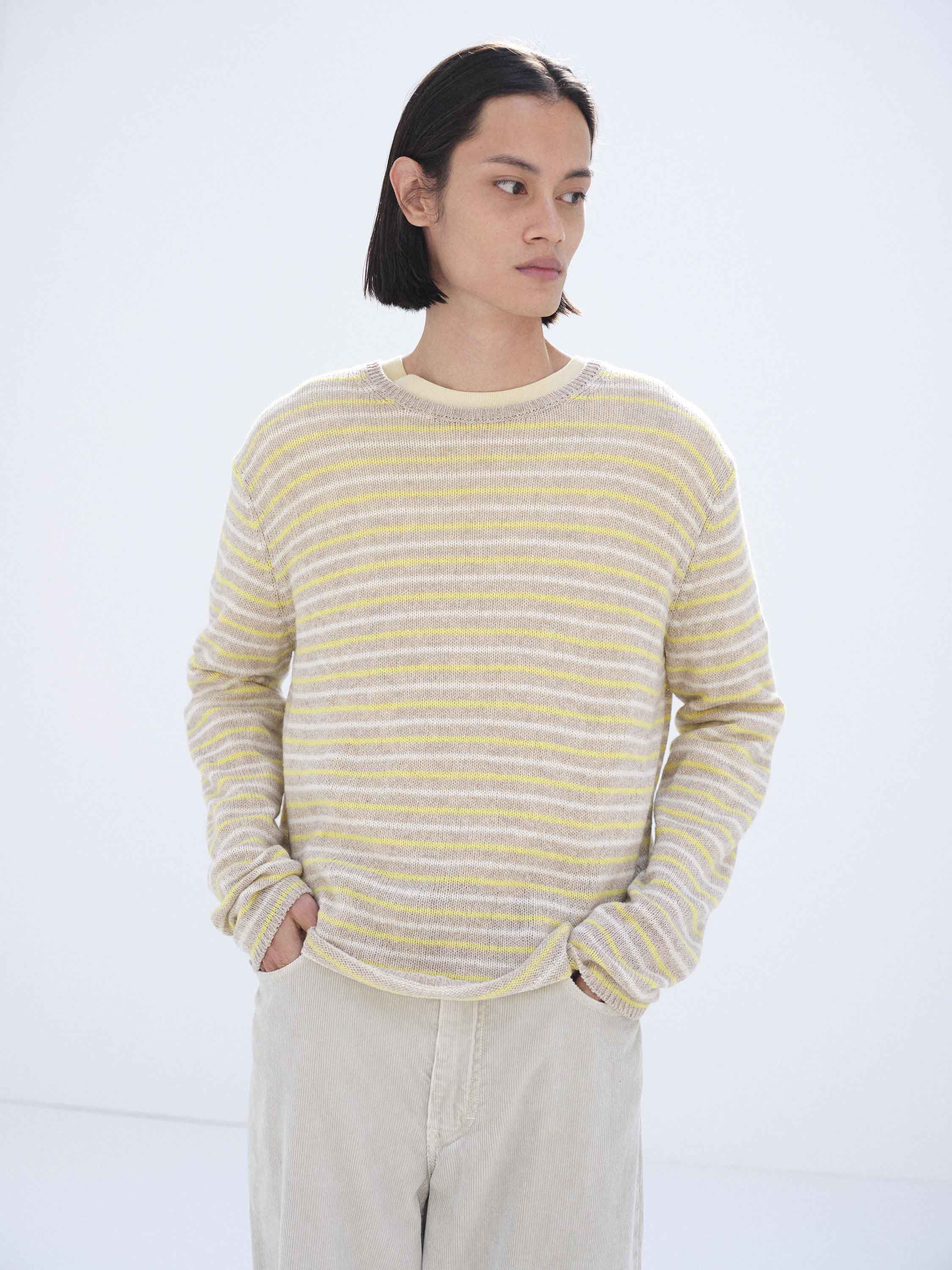 SUMMER CASHMERE KNIT P/O 詳細画像 BEIGE &times; YELLOW 1