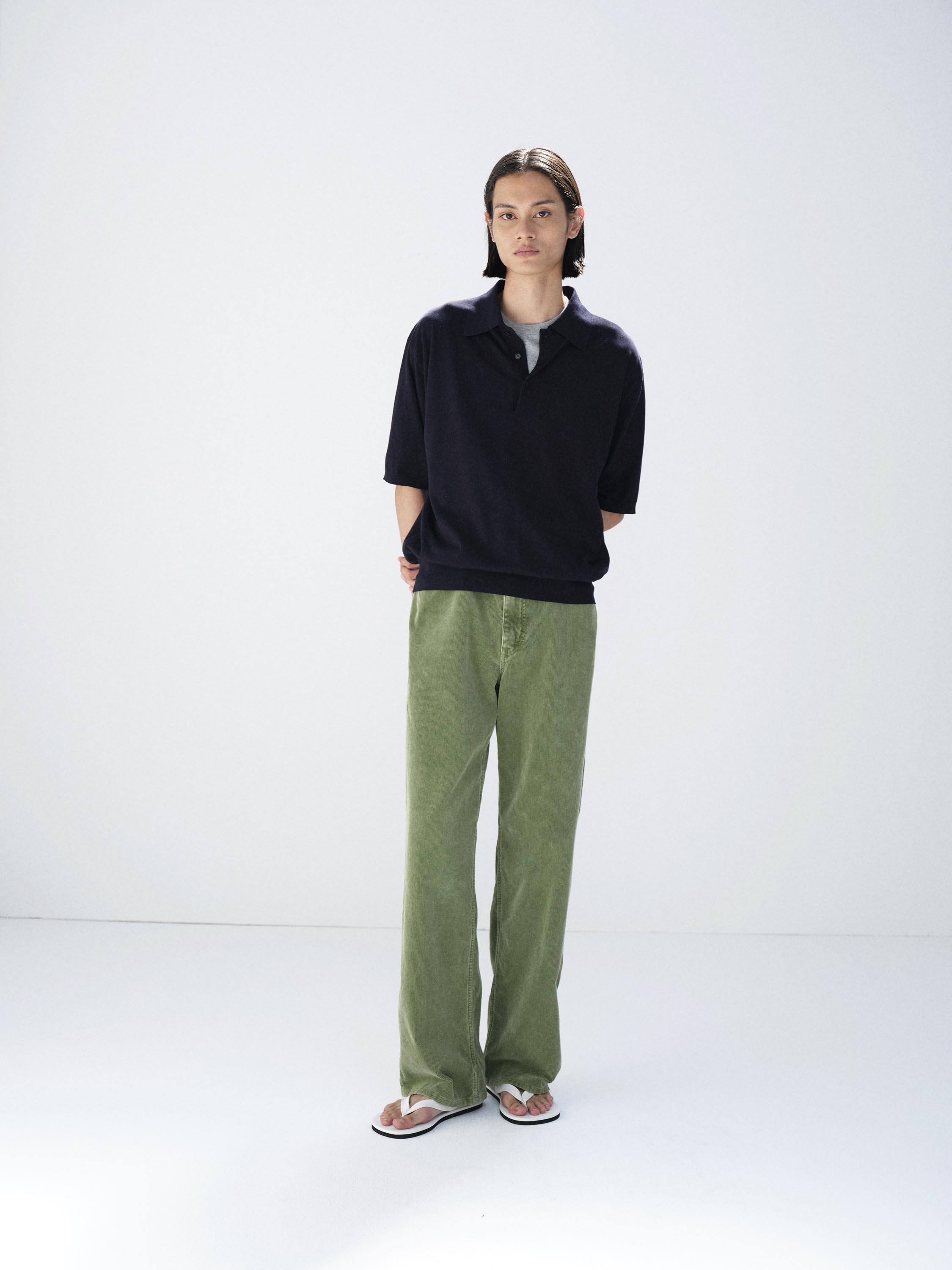 GARMENT-DYED FINX CORDUROY 5P WIDE PANTS