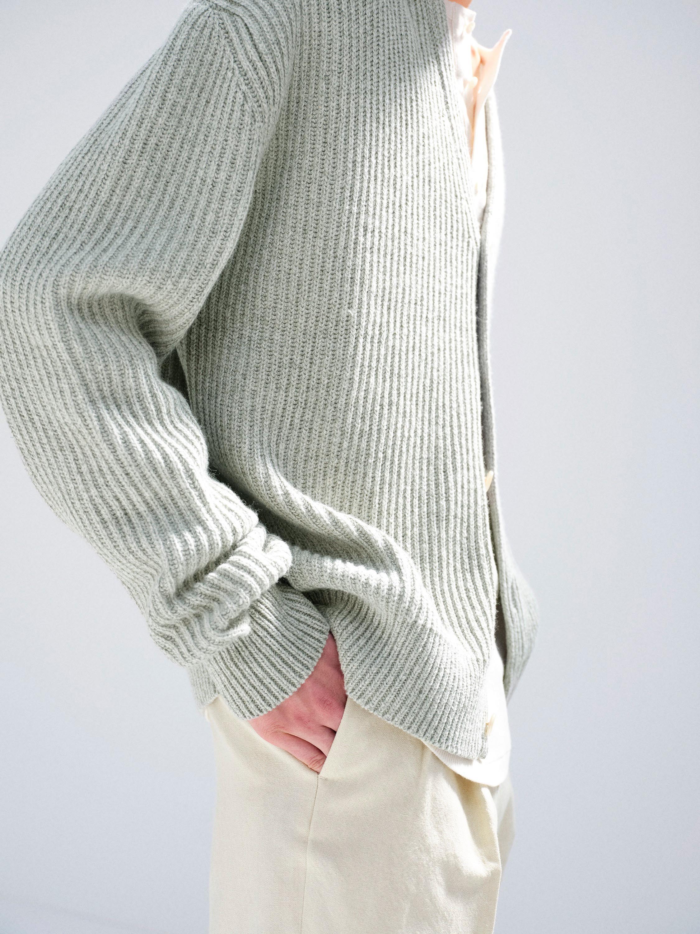 CASHMERE SILK MELANGE KNIT CARDIGAN 詳細画像 MIX MINT GRAY 4