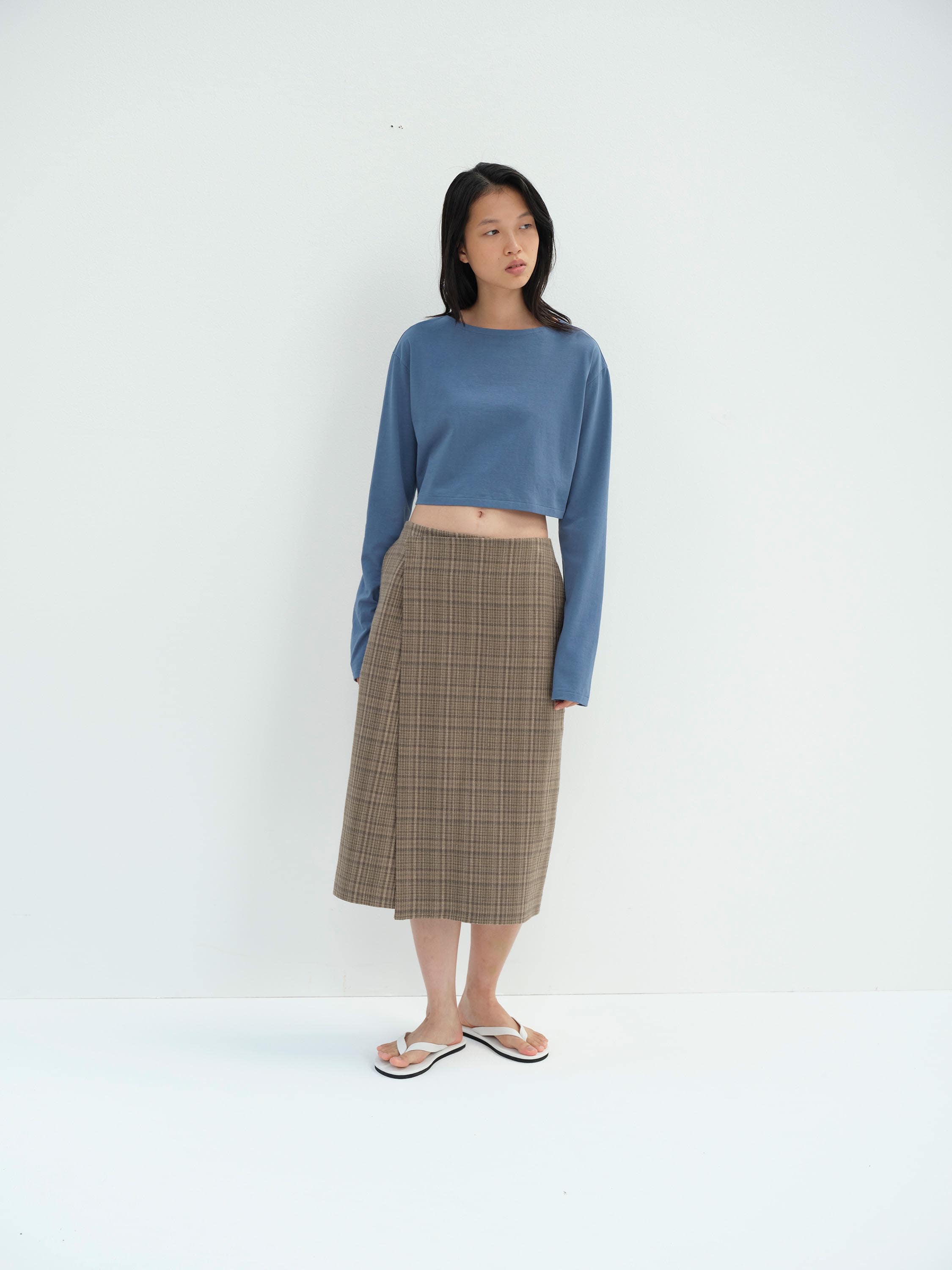 HIGH GAUGE COTTON JERSEY BOAT NECK L/S TEE 詳細画像 DUSTY BLUE 2