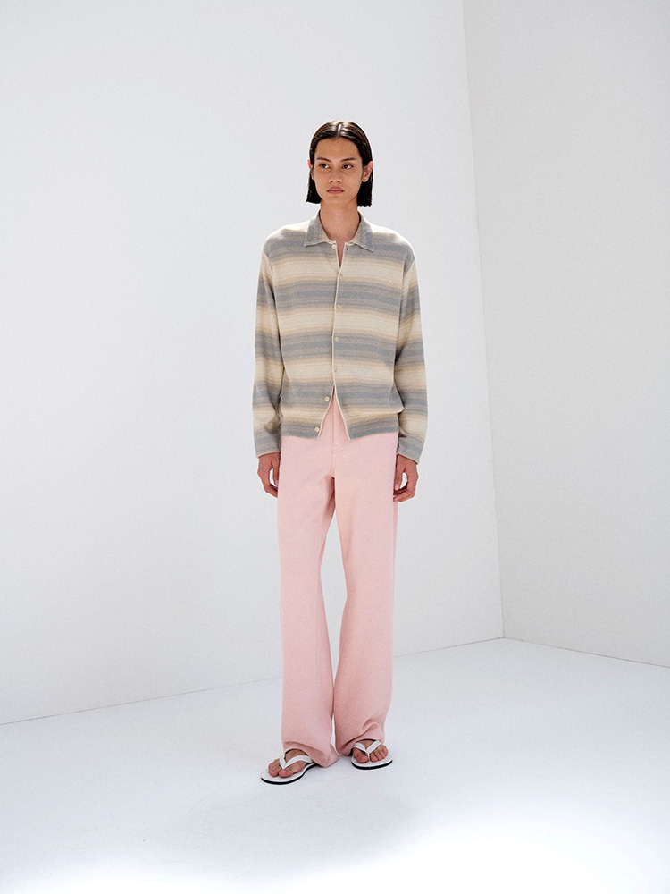 SILK NEP DENIM 5P WIDE PANTS