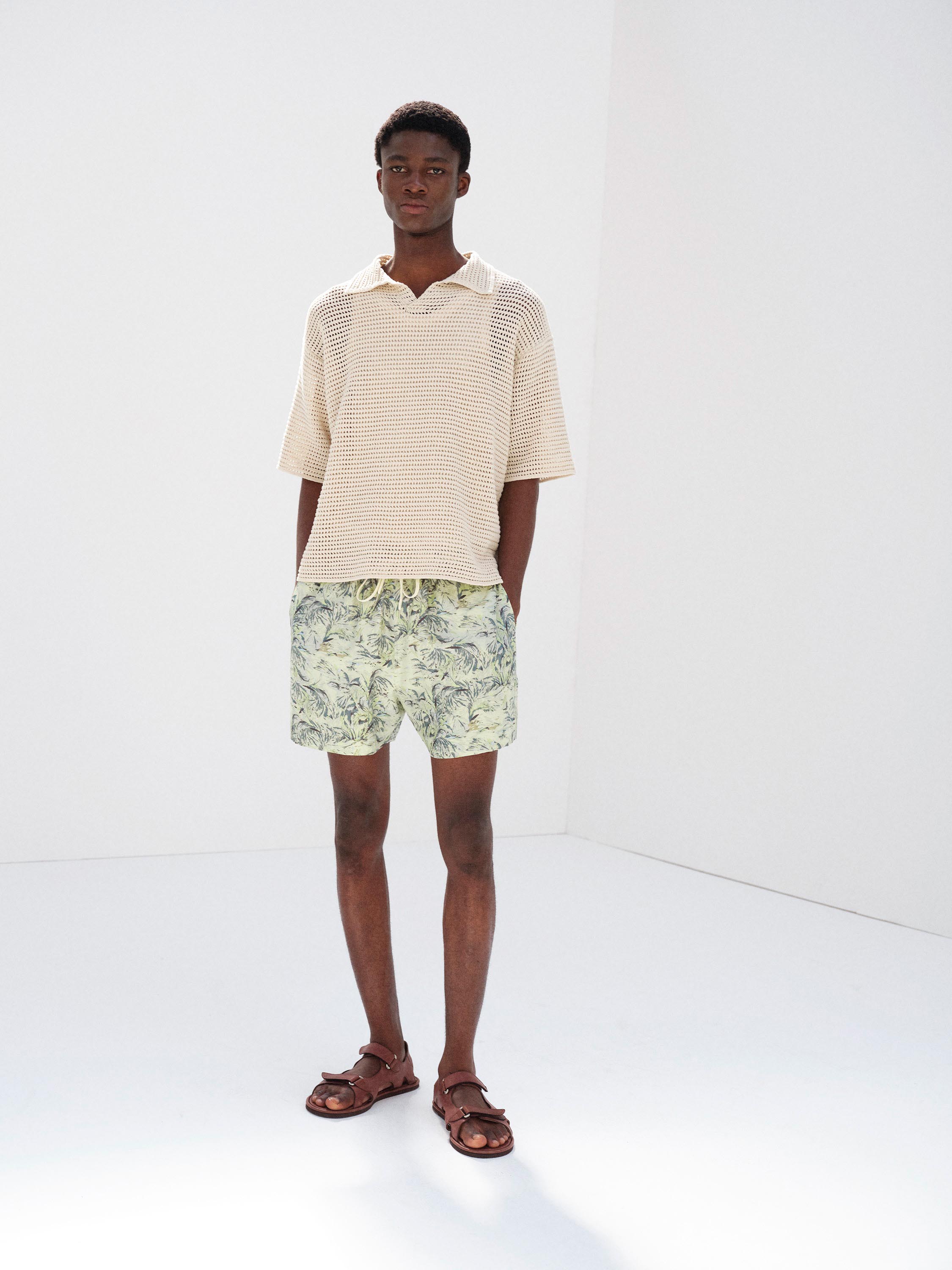 PRINTED AIRY SILK SHORTS 詳細画像 PALE GREEN 2