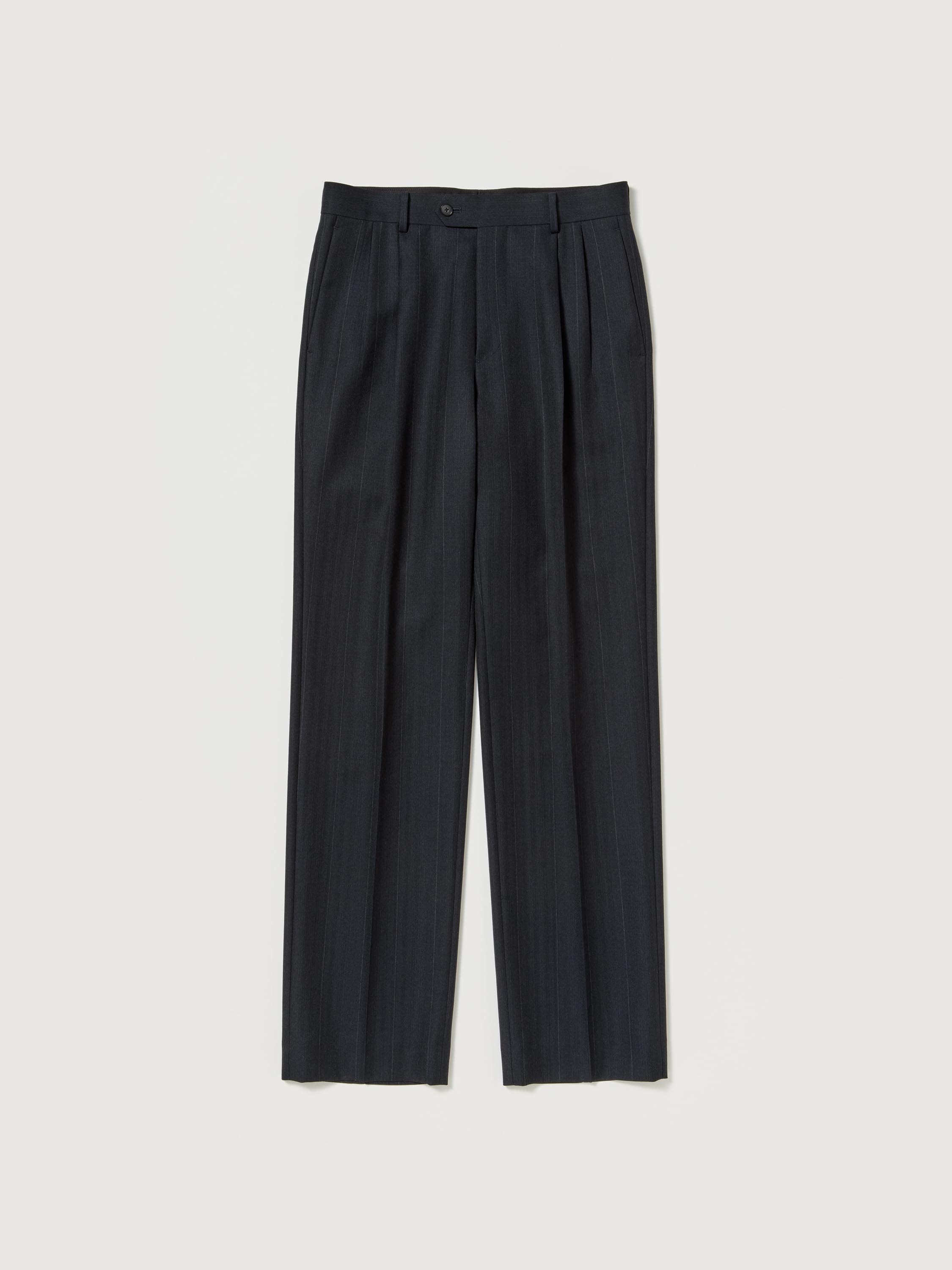 BLUEFACED WOOL TWO-TUCK SLACKS 詳細画像 CHARCOAL NAVY STRIPE 5