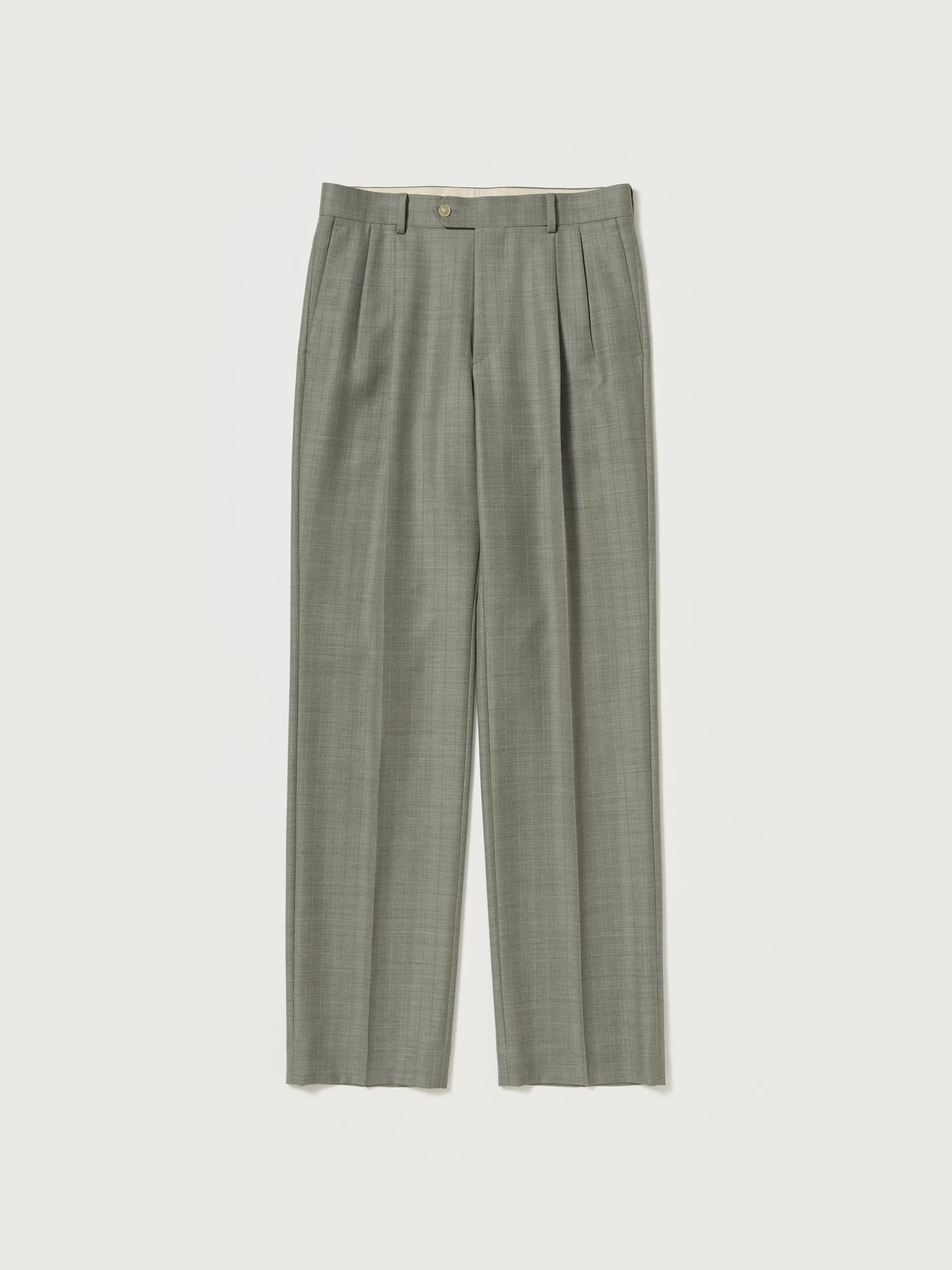 BLUEFACED WOOL TWO-TUCK SLACKS 詳細画像 KHAKI GRAY STRIPE 1