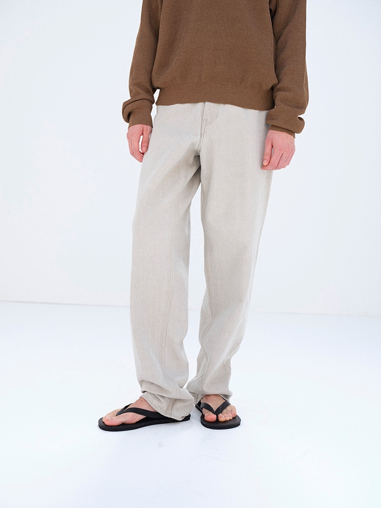 FADED HARD TWIST BROWN DENIM WIDE PANTS