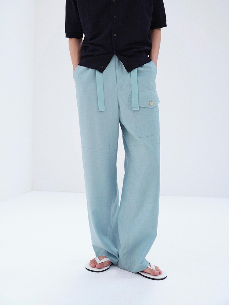 WOOL HERRINGBONE CARGO PANTS