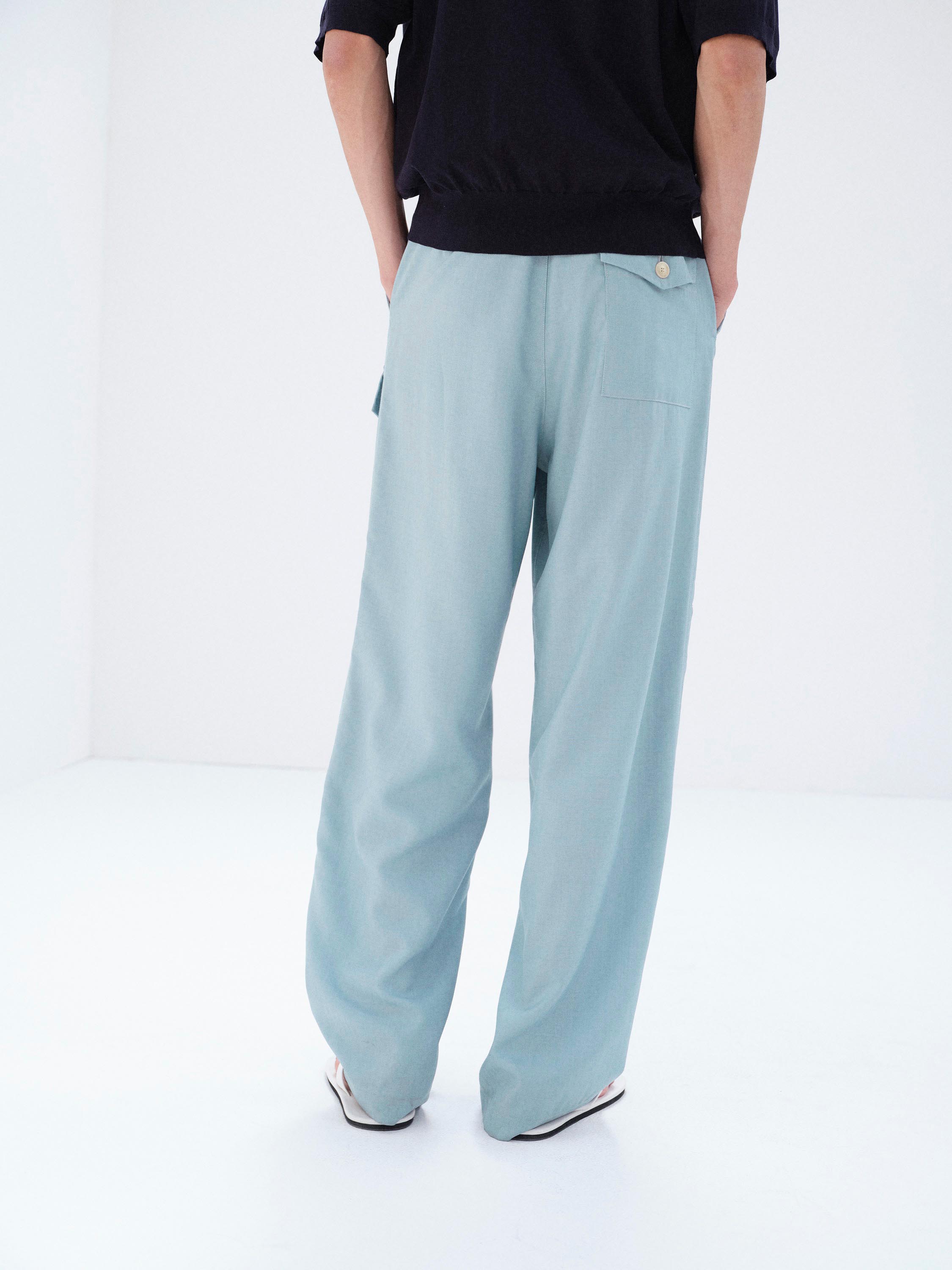 WOOL HERRINGBONE CARGO PANTS 詳細画像 DUSTY BLUE 4