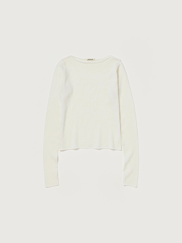 SHEER CASHMERE KNIT BOAT NECK P/O