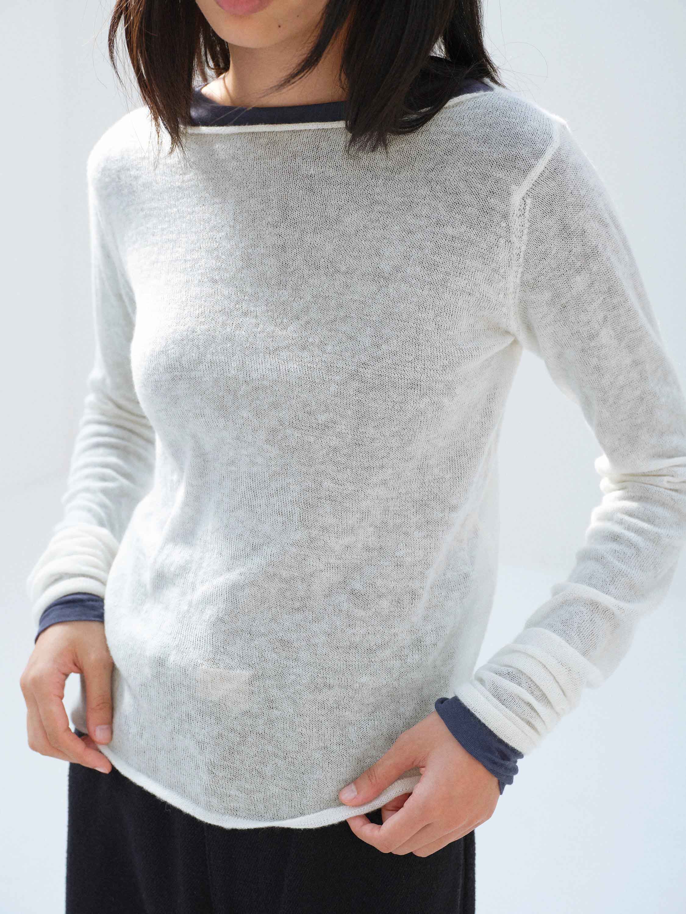SHEER CASHMERE KNIT BOAT NECK P/O 詳細画像 IVORY WHITE 1