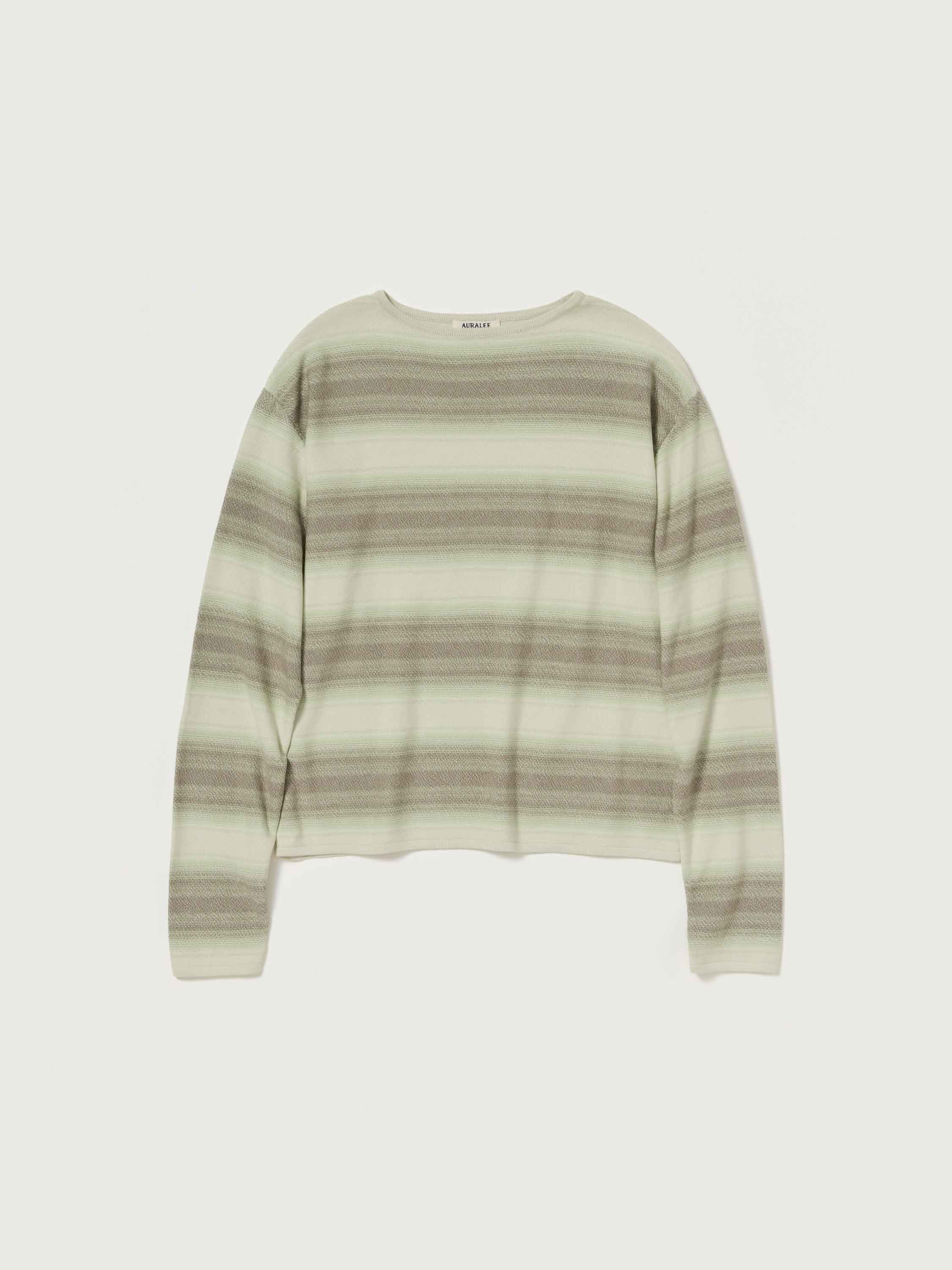 COTTON SILK GRADIENT STRIPE KNIT BOAT NECK P/O 詳細画像 LIME GRAY STRIPE 4