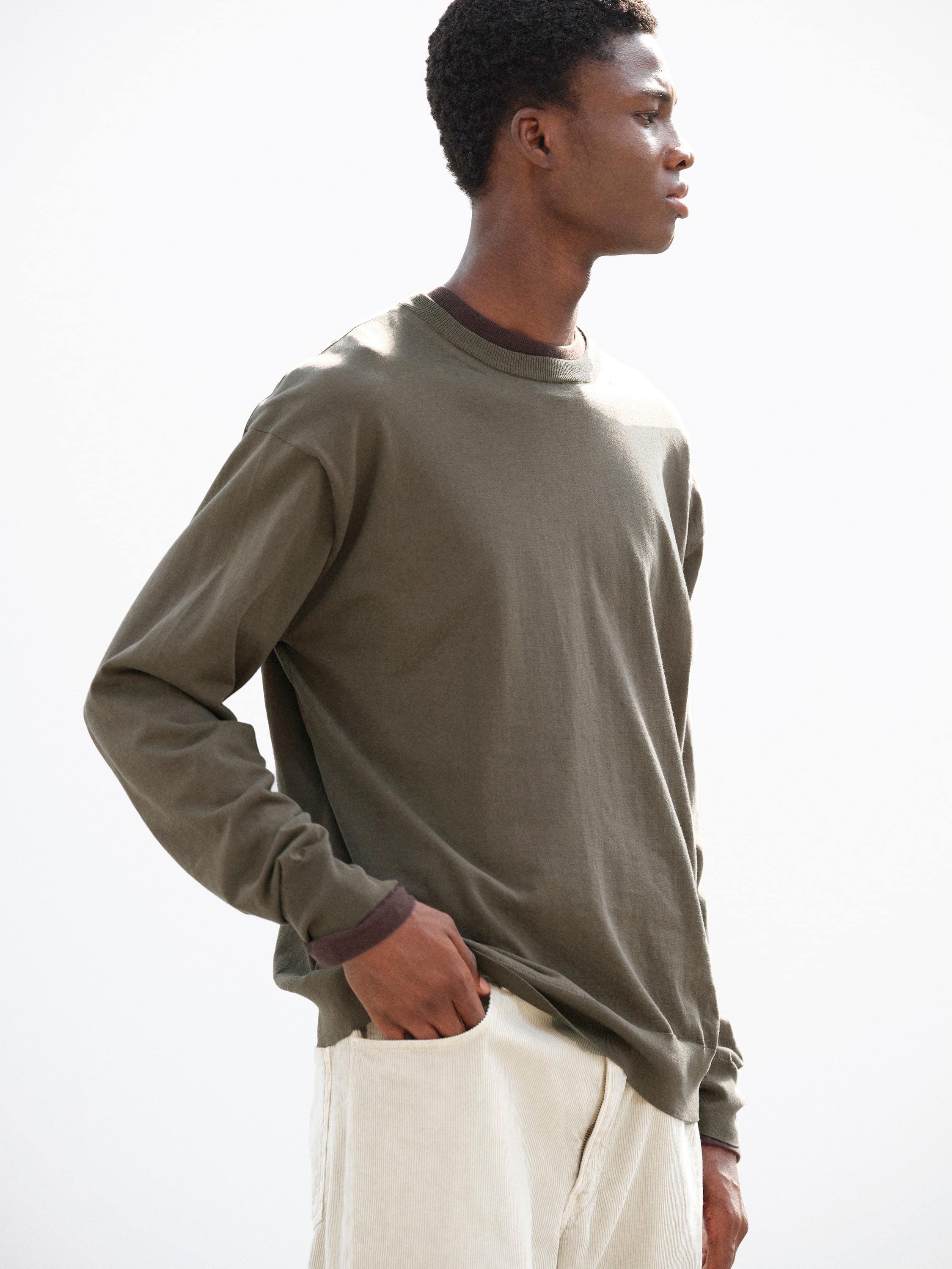 GIZA HIGH GAUGE KNIT P/O 詳細画像 OLIVE GRAY 2