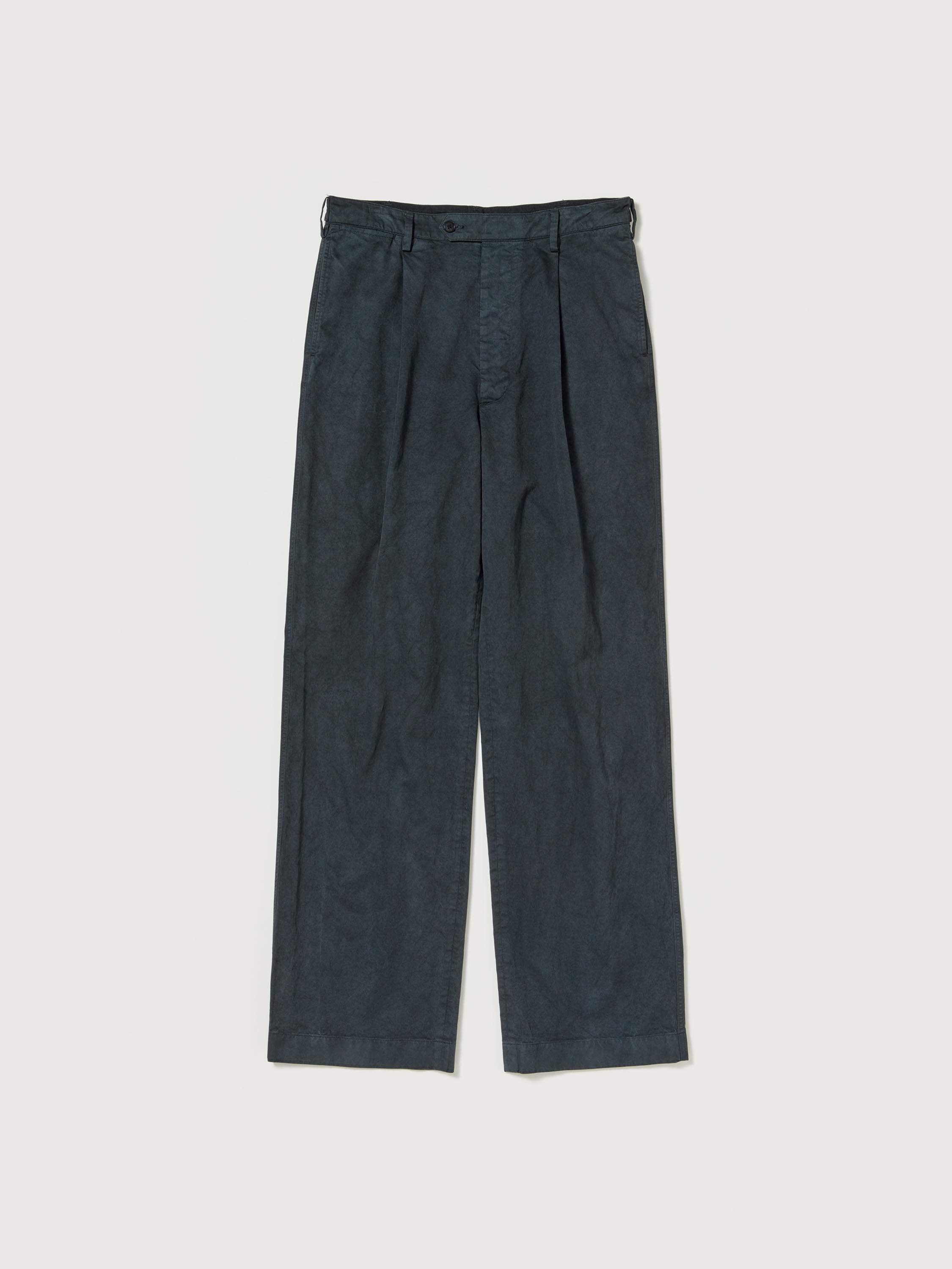 GARMENT-DYED FINX LIGHT CHINO ONE-TUCK WIDE PANTS 詳細画像 BLACK 5