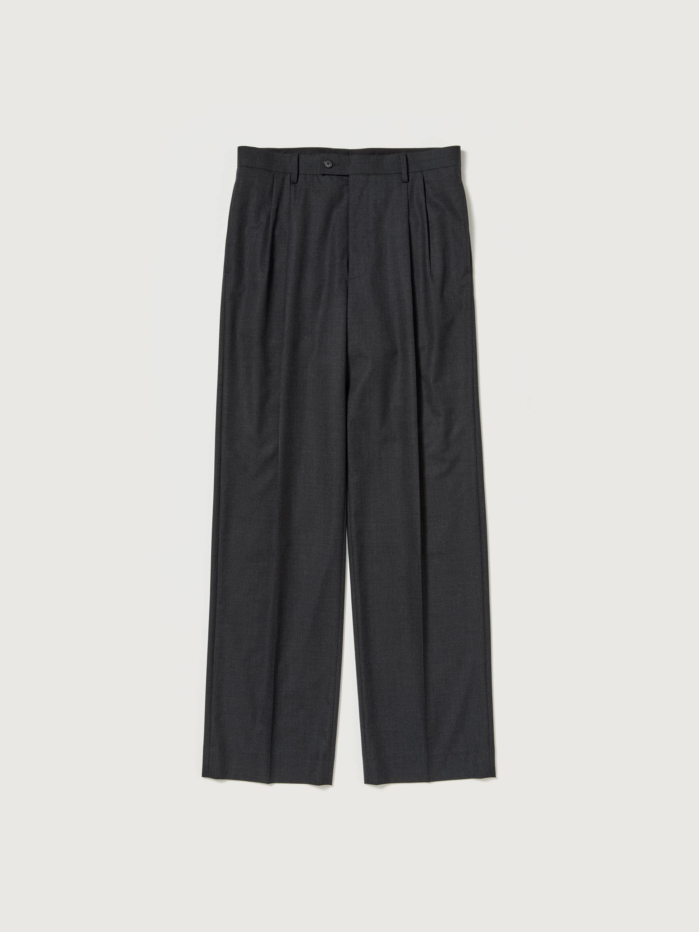 ULTRA FINE TROPICAL WOOL TWO-TUCK SLACKS 詳細画像 TOP CHARCOAL 1