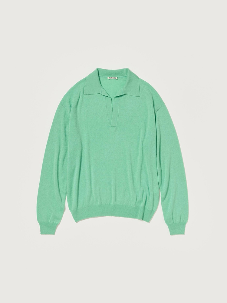 SUPER FINE CASHMERE SILK KNIT SKIPPER POLO