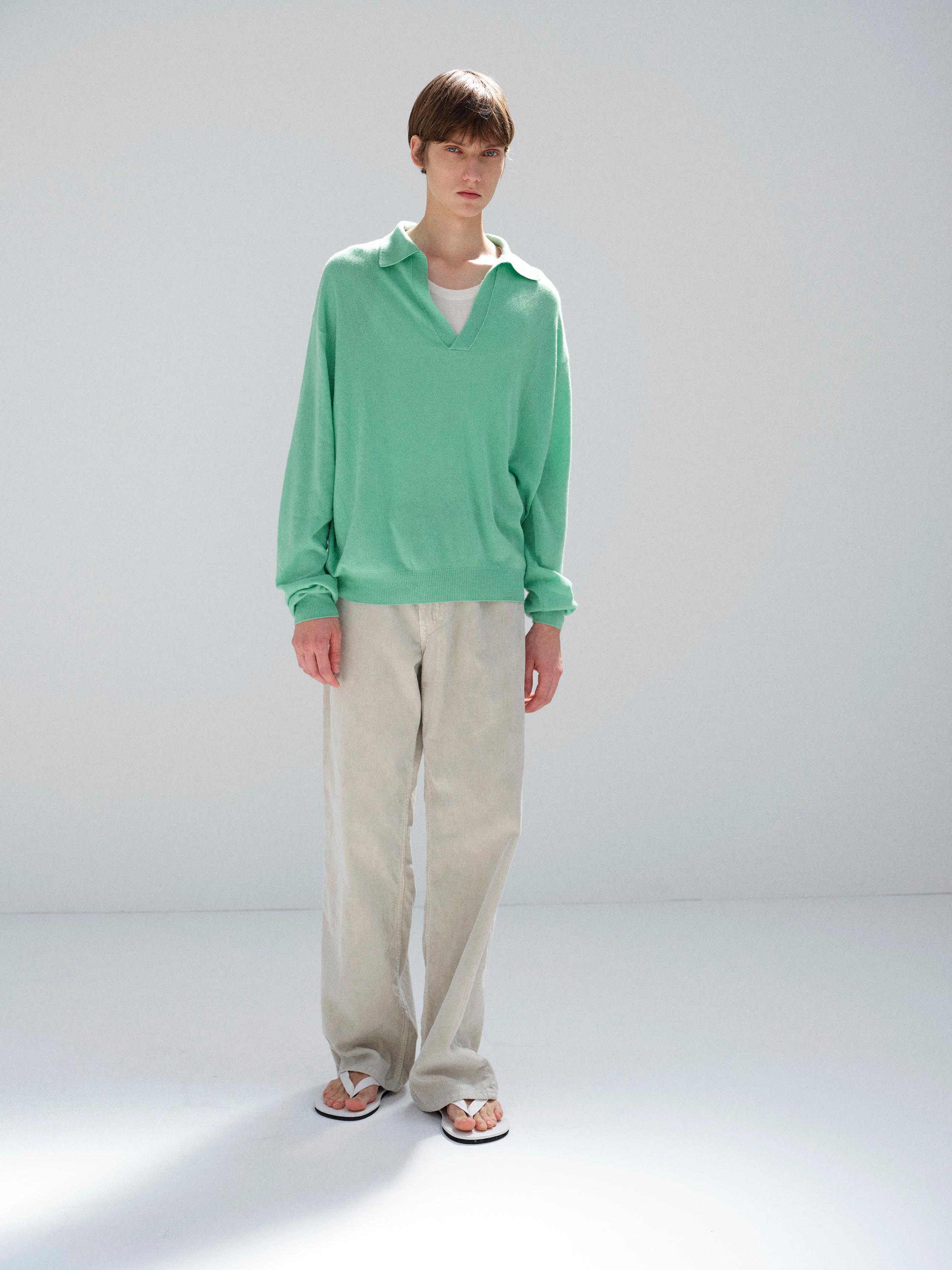 SUPER FINE CASHMERE SILK KNIT SKIPPER POLO 詳細画像 MINT GREEN 2
