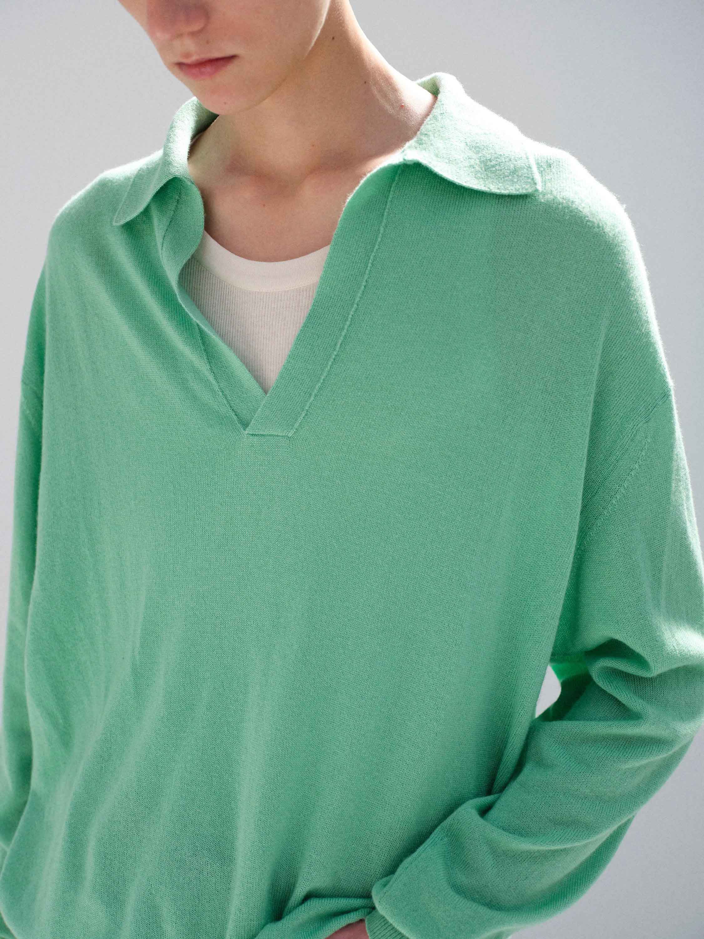 SUPER FINE CASHMERE SILK KNIT SKIPPER POLO 詳細画像 MINT GREEN 3