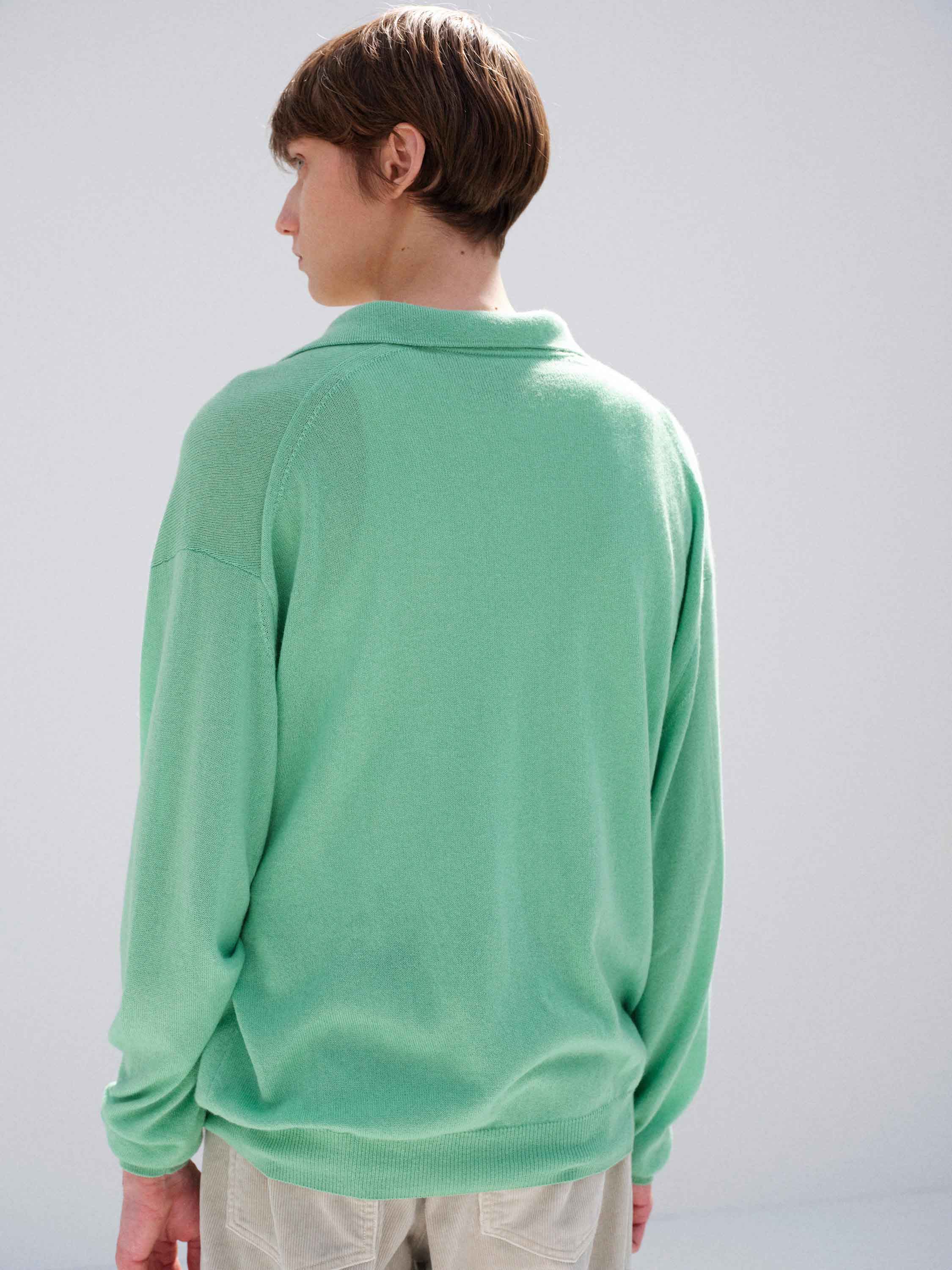 SUPER FINE CASHMERE SILK KNIT SKIPPER POLO 詳細画像 MINT GREEN 4