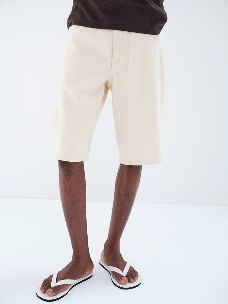 SILK NEP DENIM 5P WIDE SHORTS