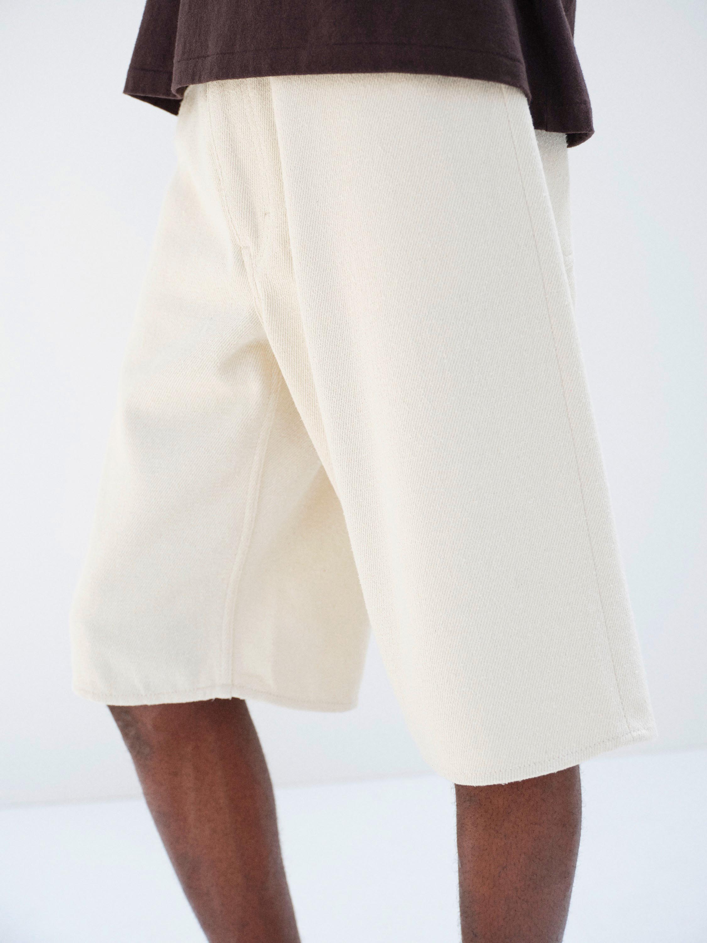 SILK NEP DENIM 5P WIDE SHORTS 詳細画像 IVORY WHITE 3