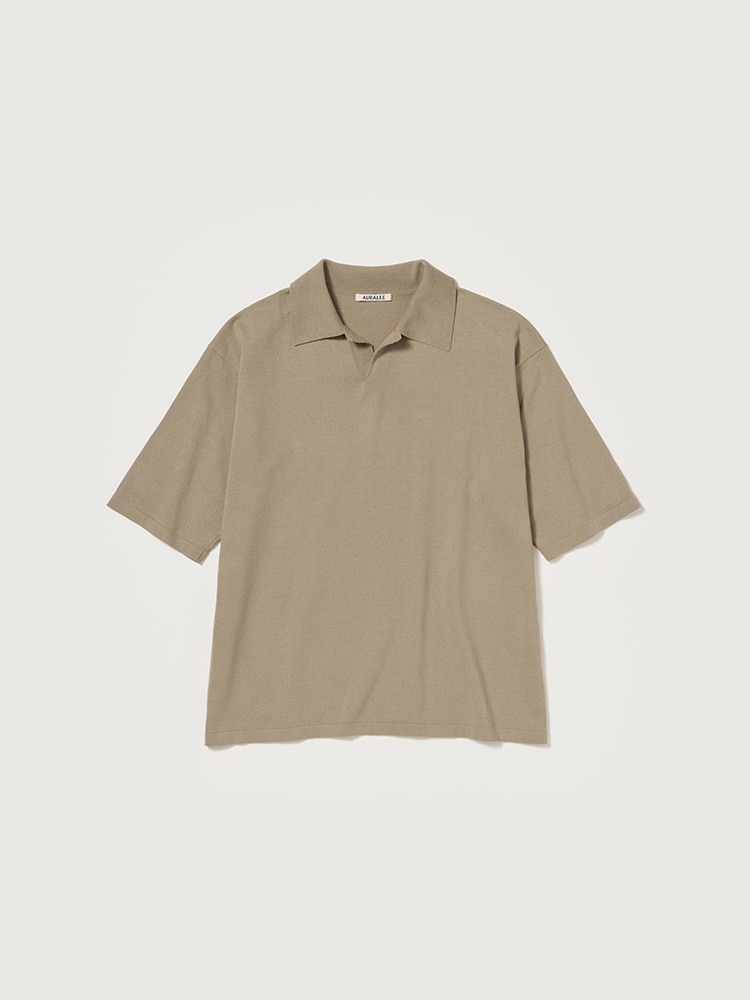 HIGH GAUGE TUSSAH SILK KNIT SKIPPER POLO