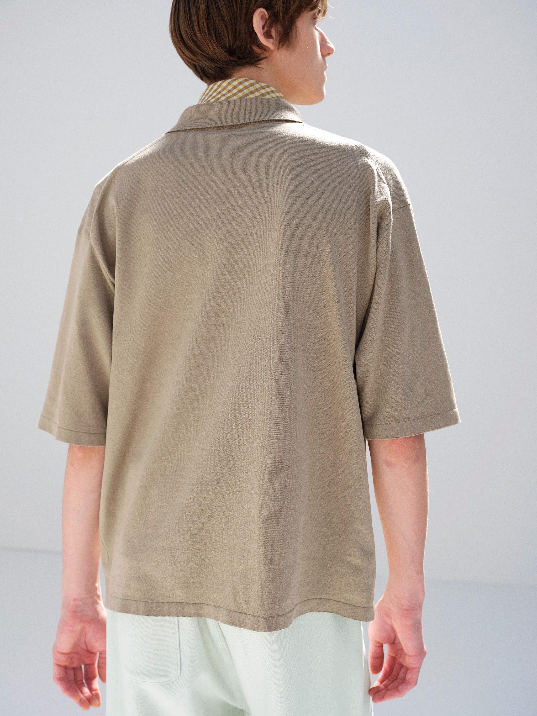 HIGH GAUGE TUSSAH SILK KNIT SKIPPER POLO 詳細画像 KHAKI BEIGE 3