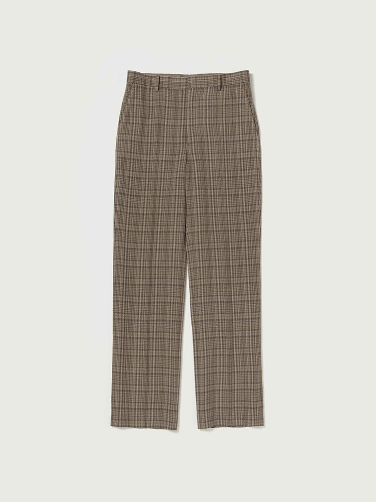 SILK LINEN NEP CHECK SLACKS