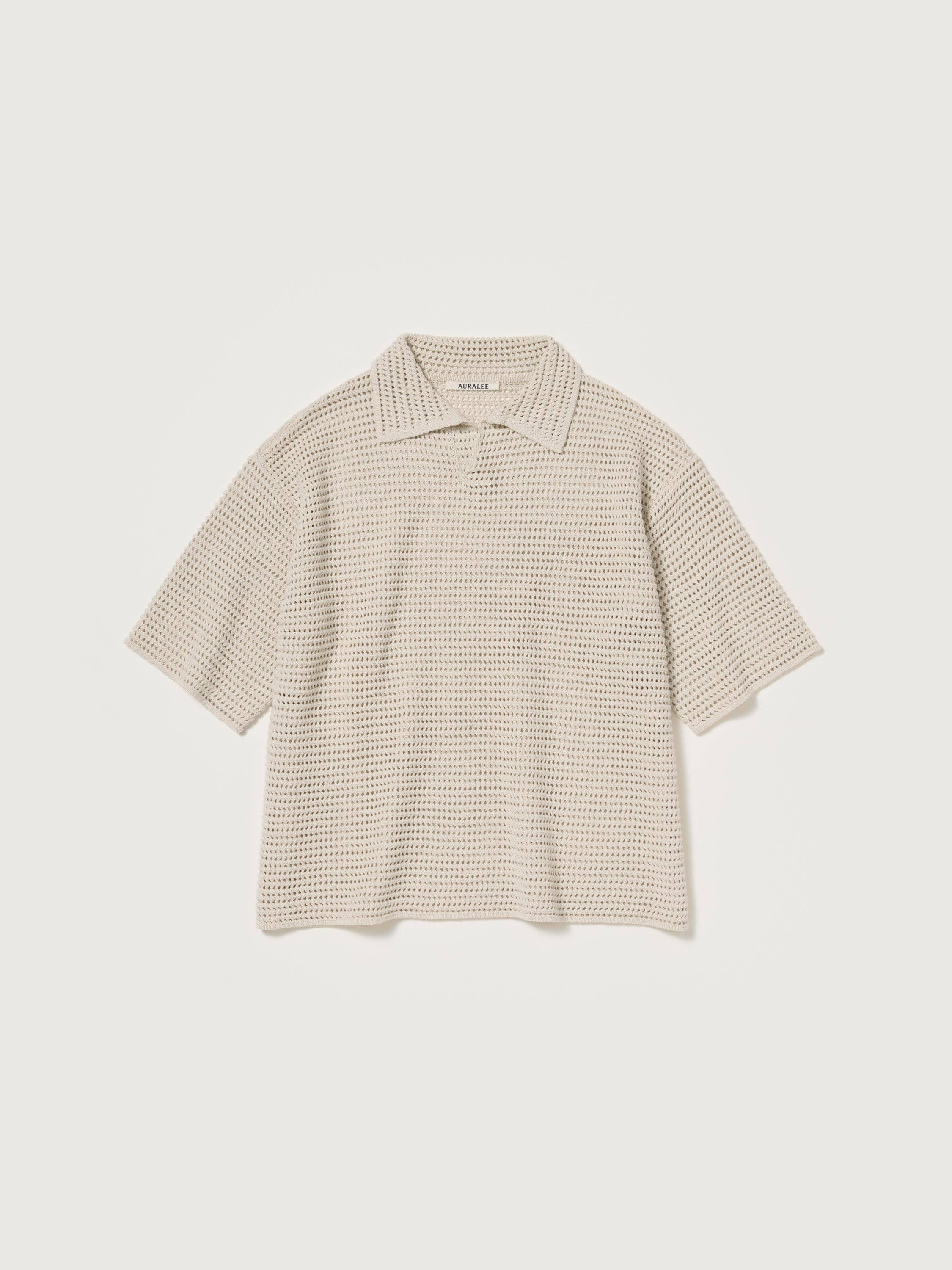 TUSSAH SILK COTTON MESH KNIT SKIPPER POLO 詳細画像 IVORY 4