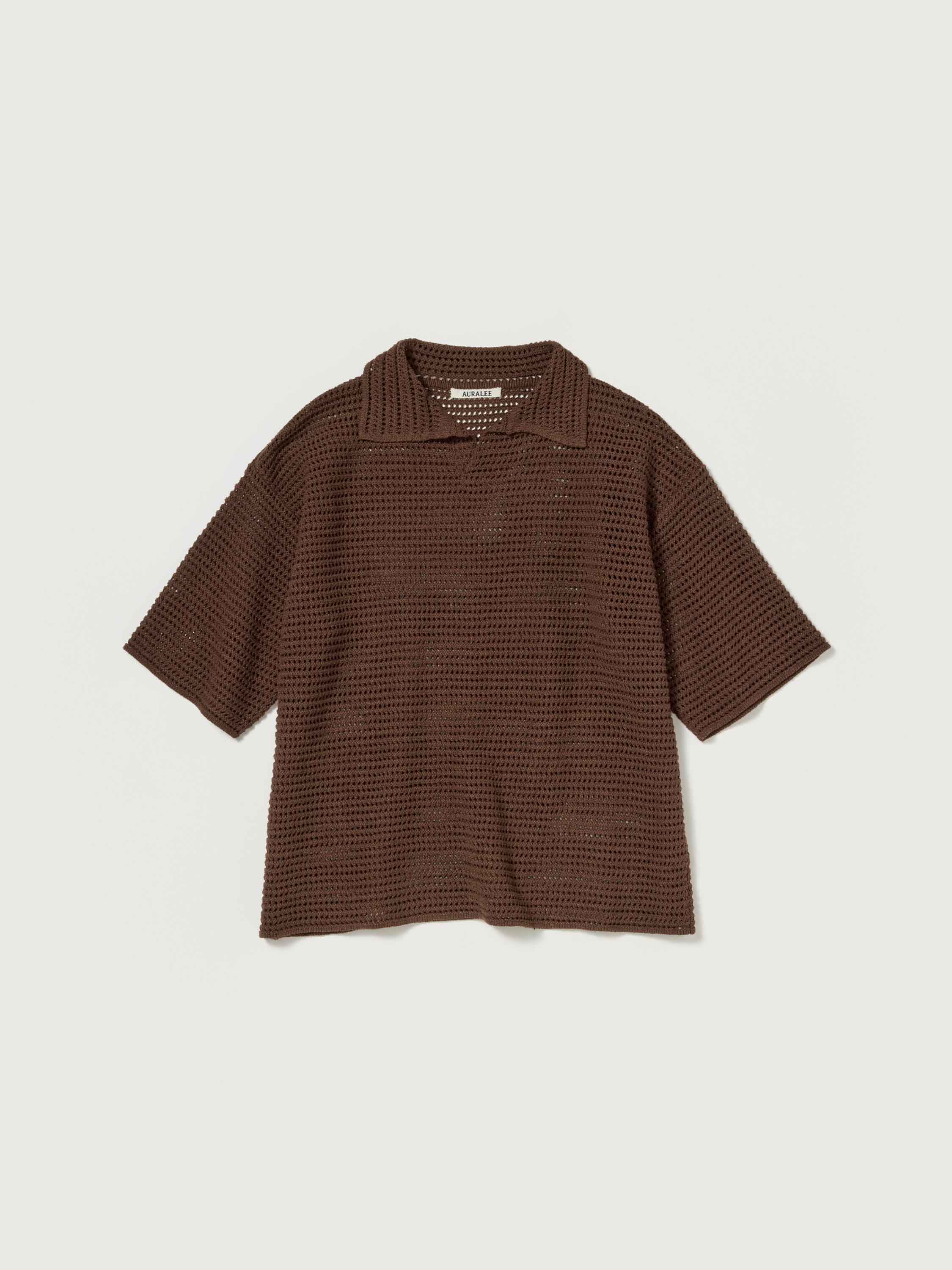 TUSSAH SILK COTTON MESH KNIT SKIPPER POLO 詳細画像 BROWN 1