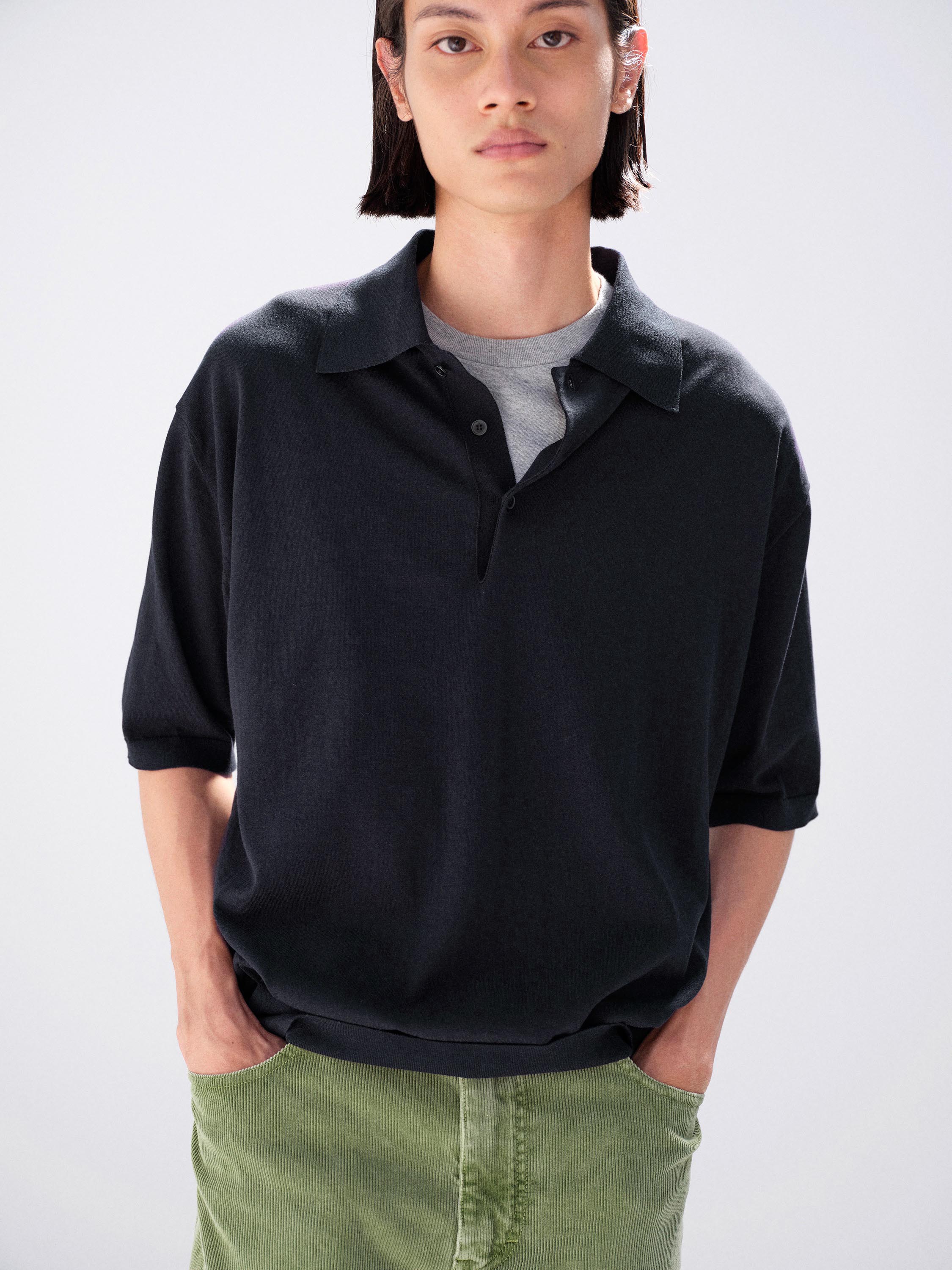 GIZA HIGH GAUGE KNIT POLO 詳細画像 DARK NAVY 2