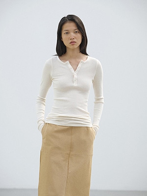 ORGANIC SOFT RIB HENLEY NECK P/O