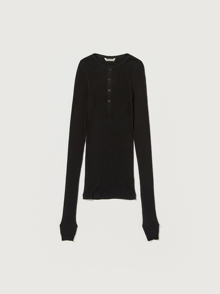 ORGANIC SOFT RIB HENLEY NECK P/O - AURALEE Official Website