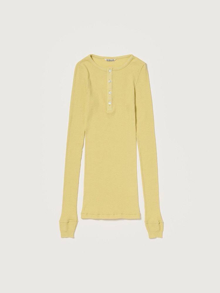 ORGANIC SOFT RIB HENLEY NECK P/O - AURALEE Official Website