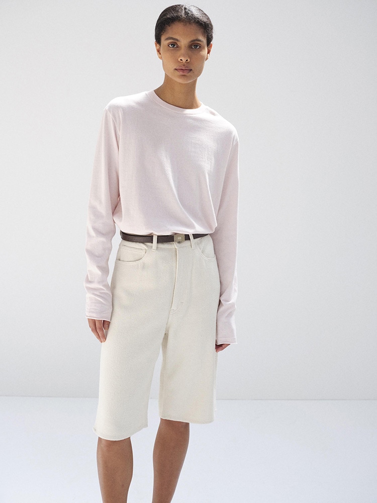 BRUSHED ORGANIC COTTON JERSEY L/S TEE